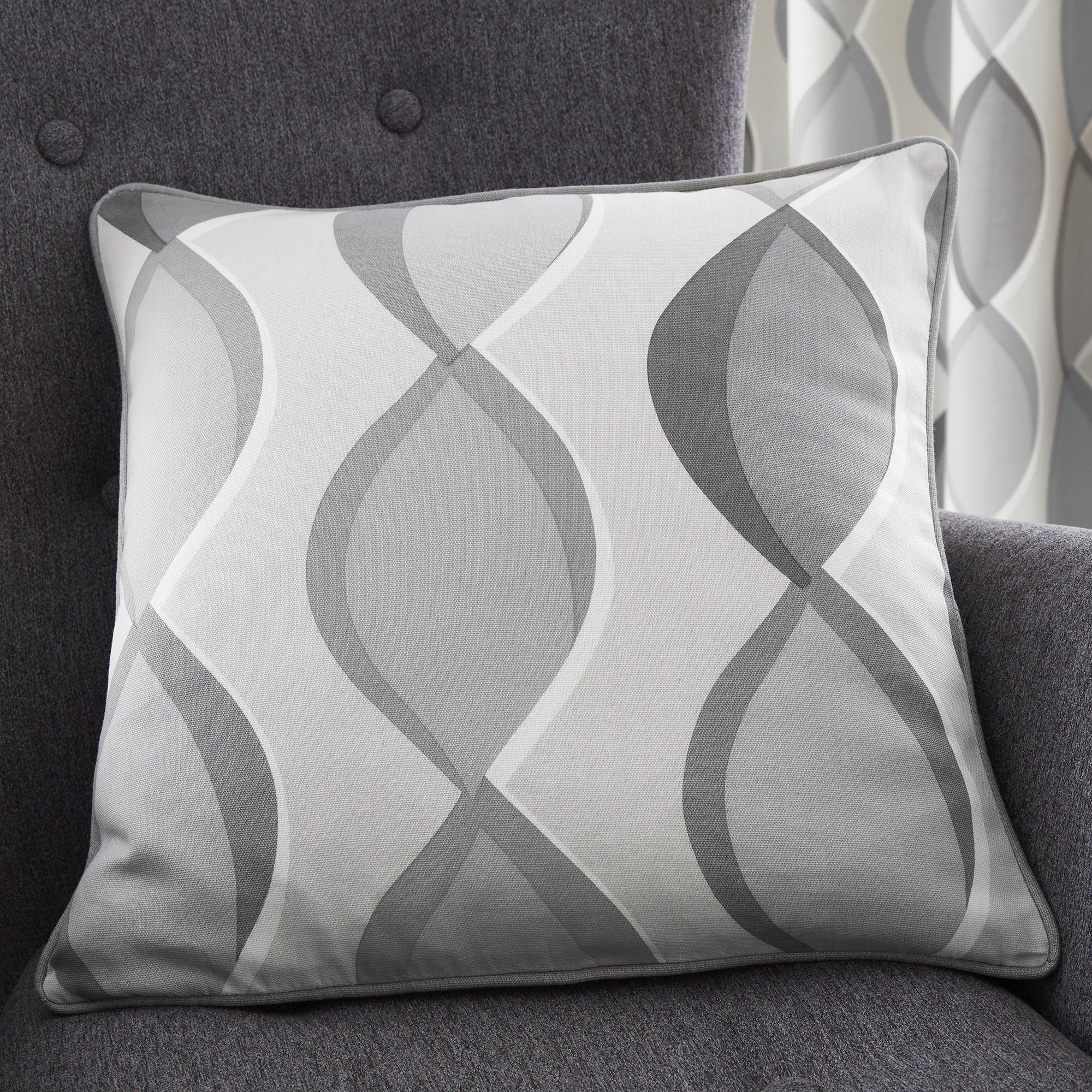 Grey - Fusion - Lennox Ogee Filled Cushion in Grey - 1