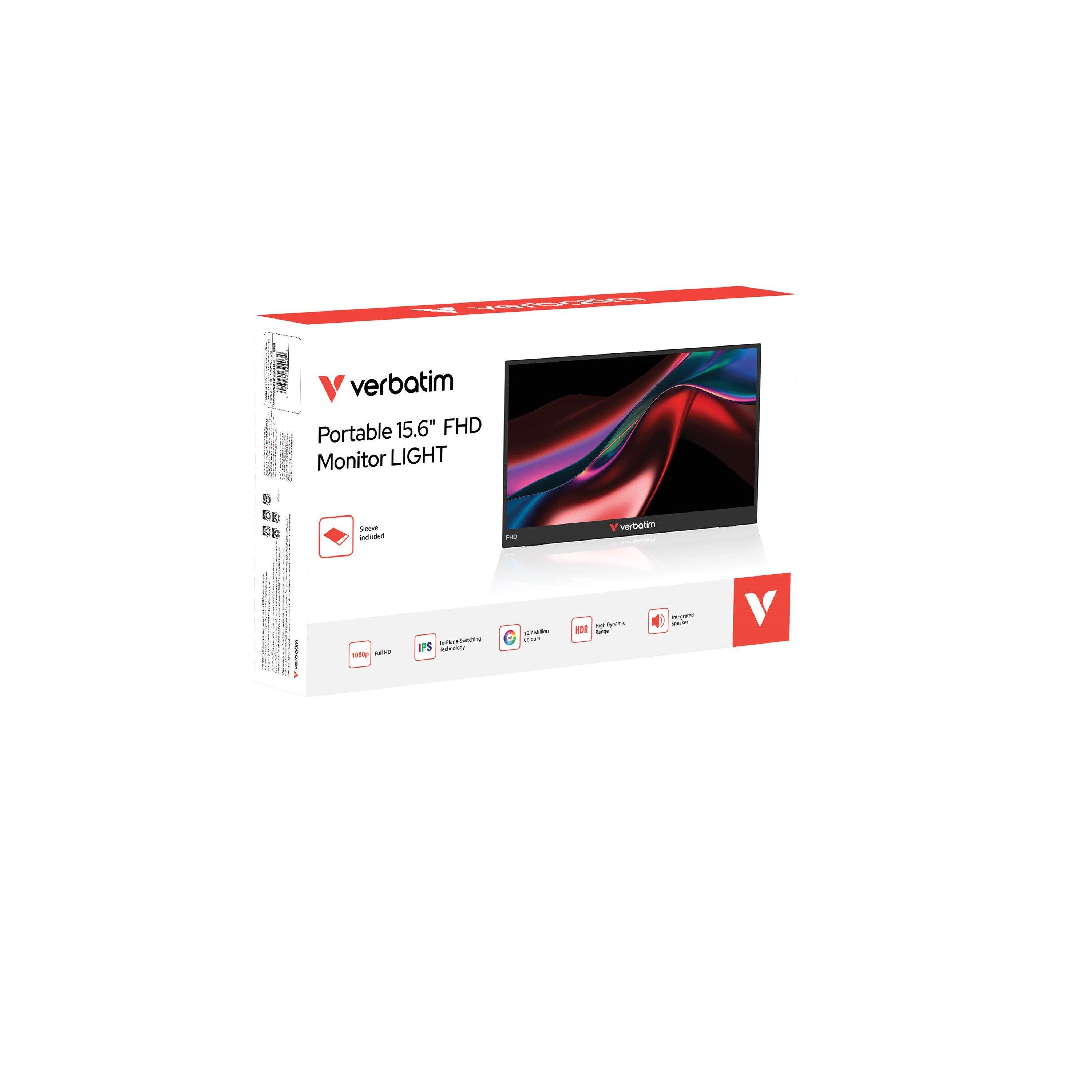 Black - Verbatim - 15.6 inch Full HD Portable Monitor - 5