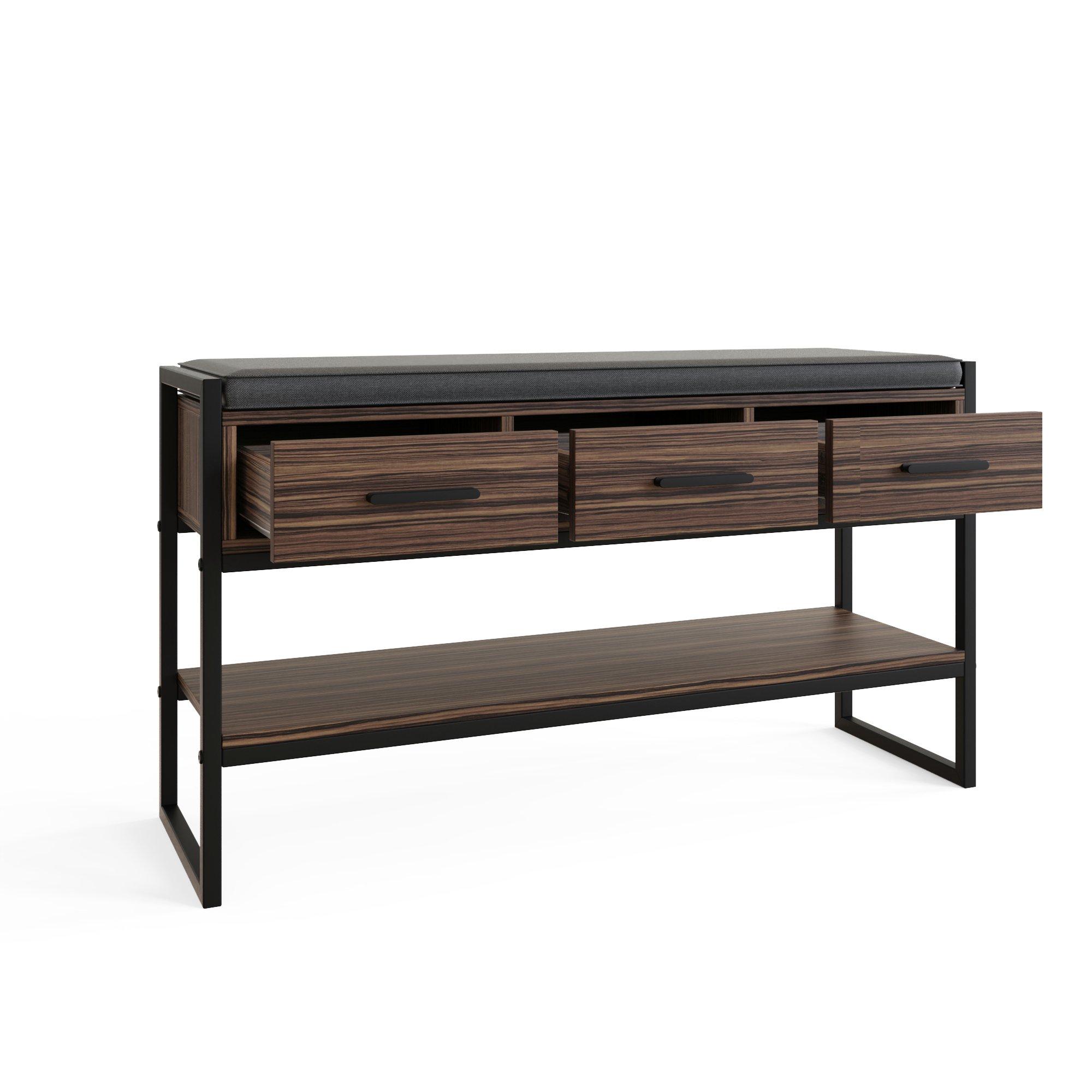 Walnut - GFW - Quinn Industrial Shoe Storage Bench - 5