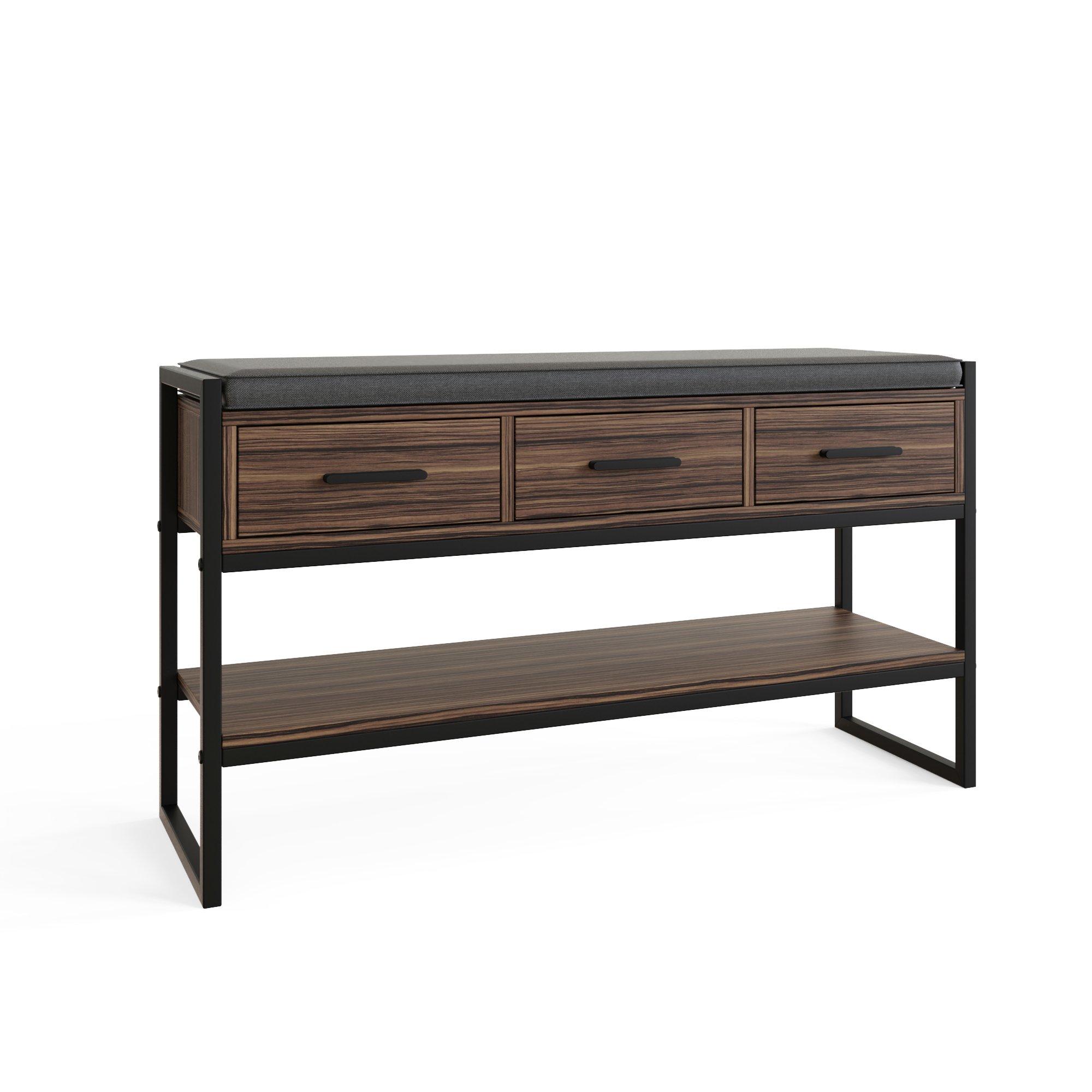 Walnut - GFW - Quinn Industrial Shoe Storage Bench - 6