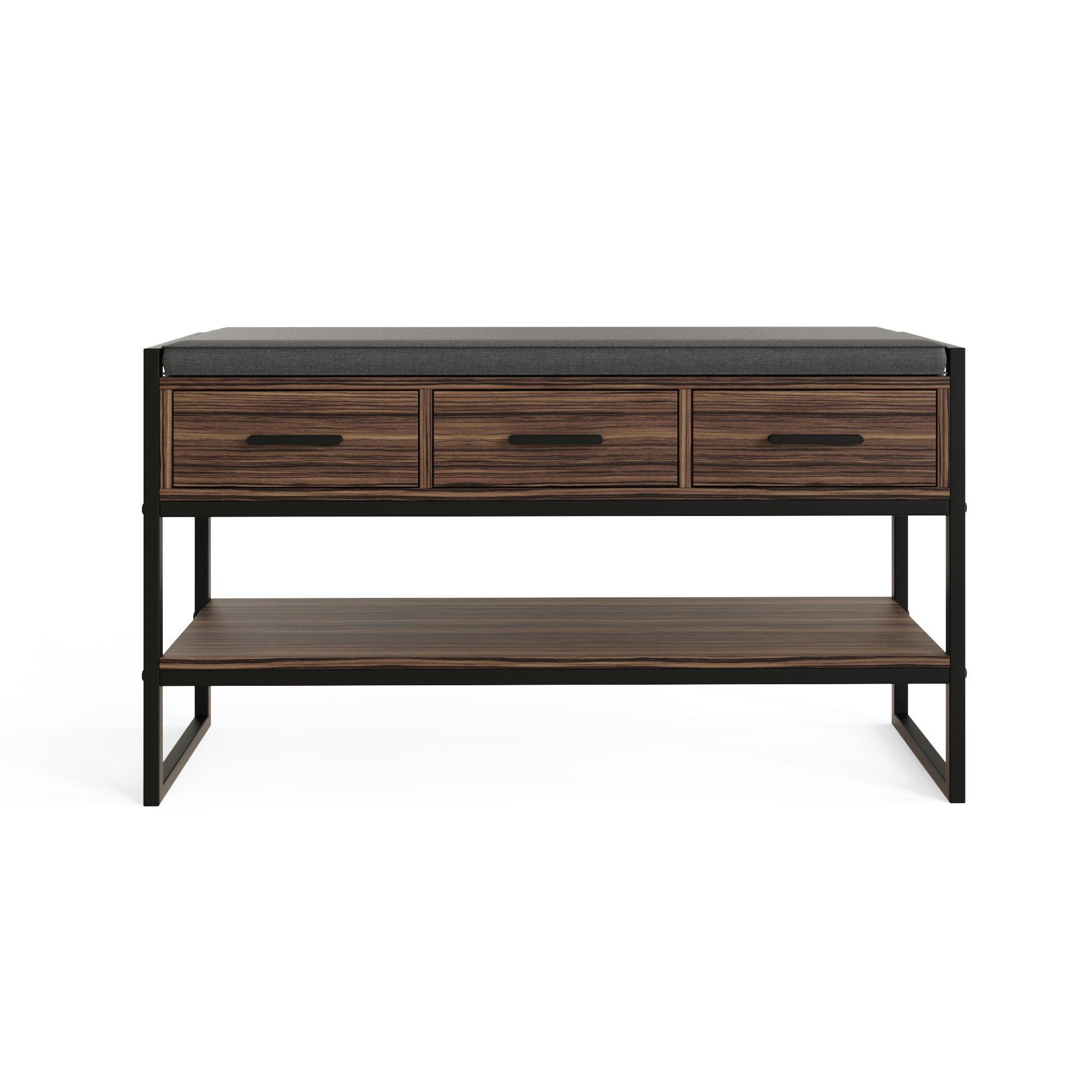 Walnut - GFW - Quinn Industrial Shoe Storage Bench - 7