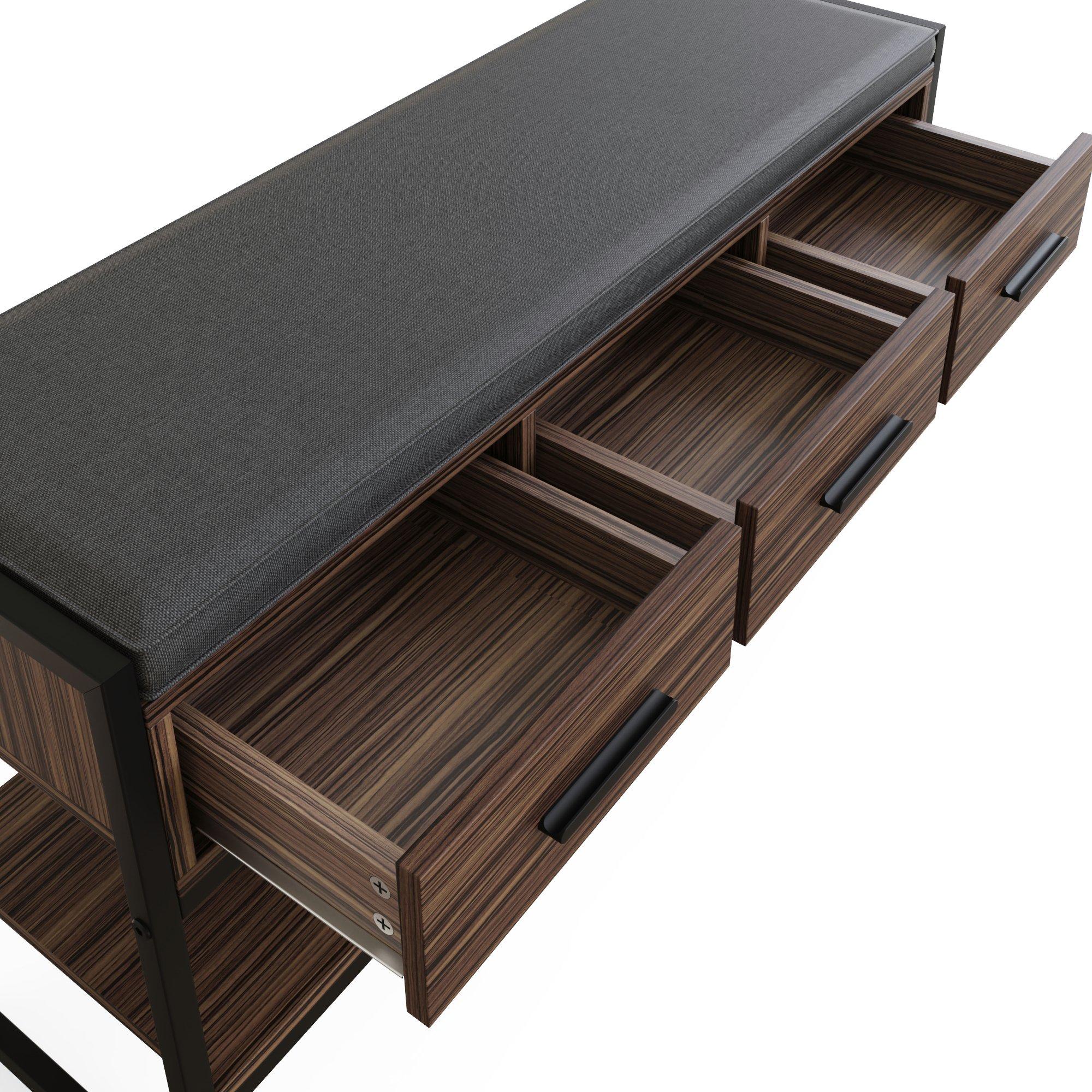 Walnut - GFW - Quinn Industrial Shoe Storage Bench - 10