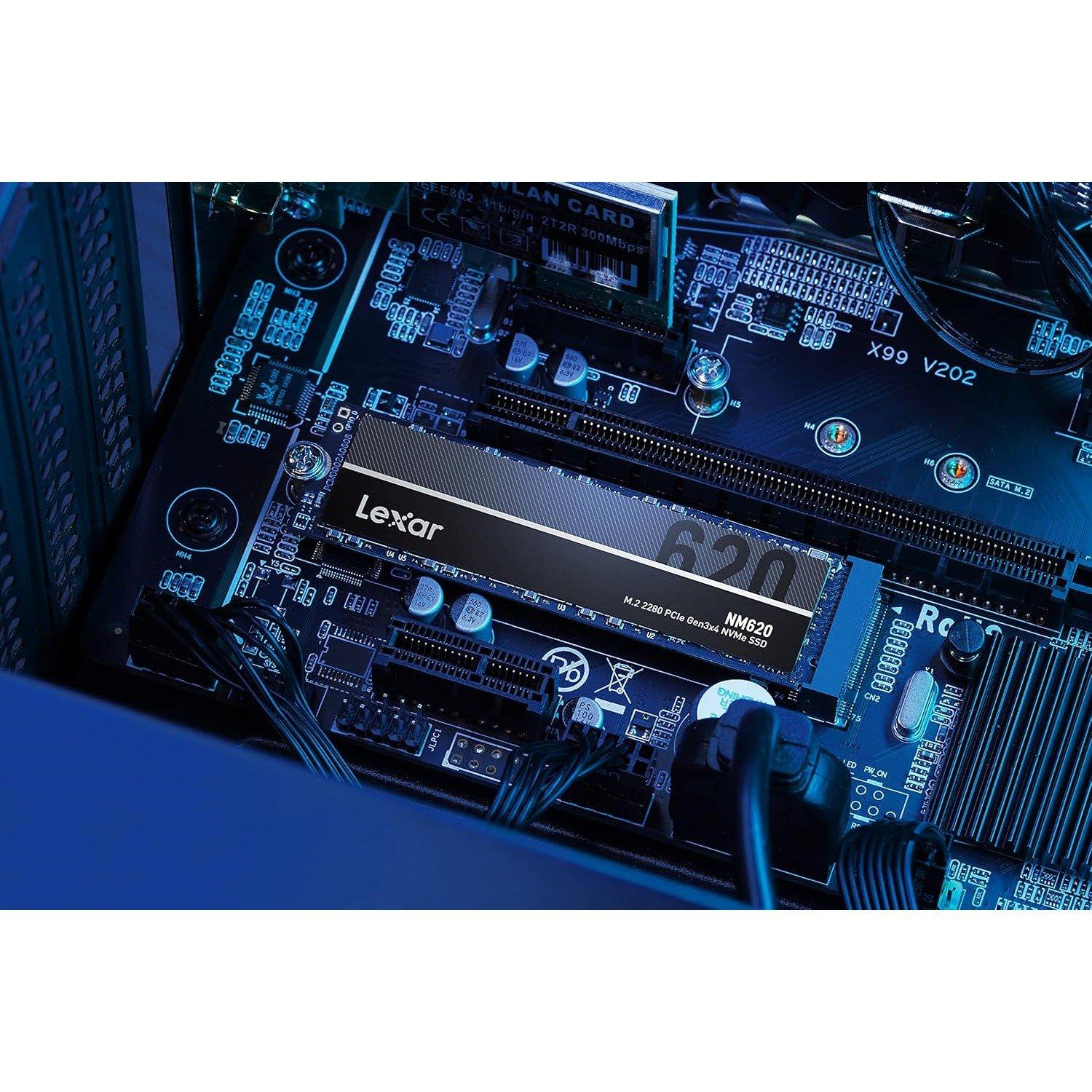 Black - Lexar - NM620 1TB SSD M.2 2280 PCIe Gen3x4 NVMe 1.4 Internal SSD - 7