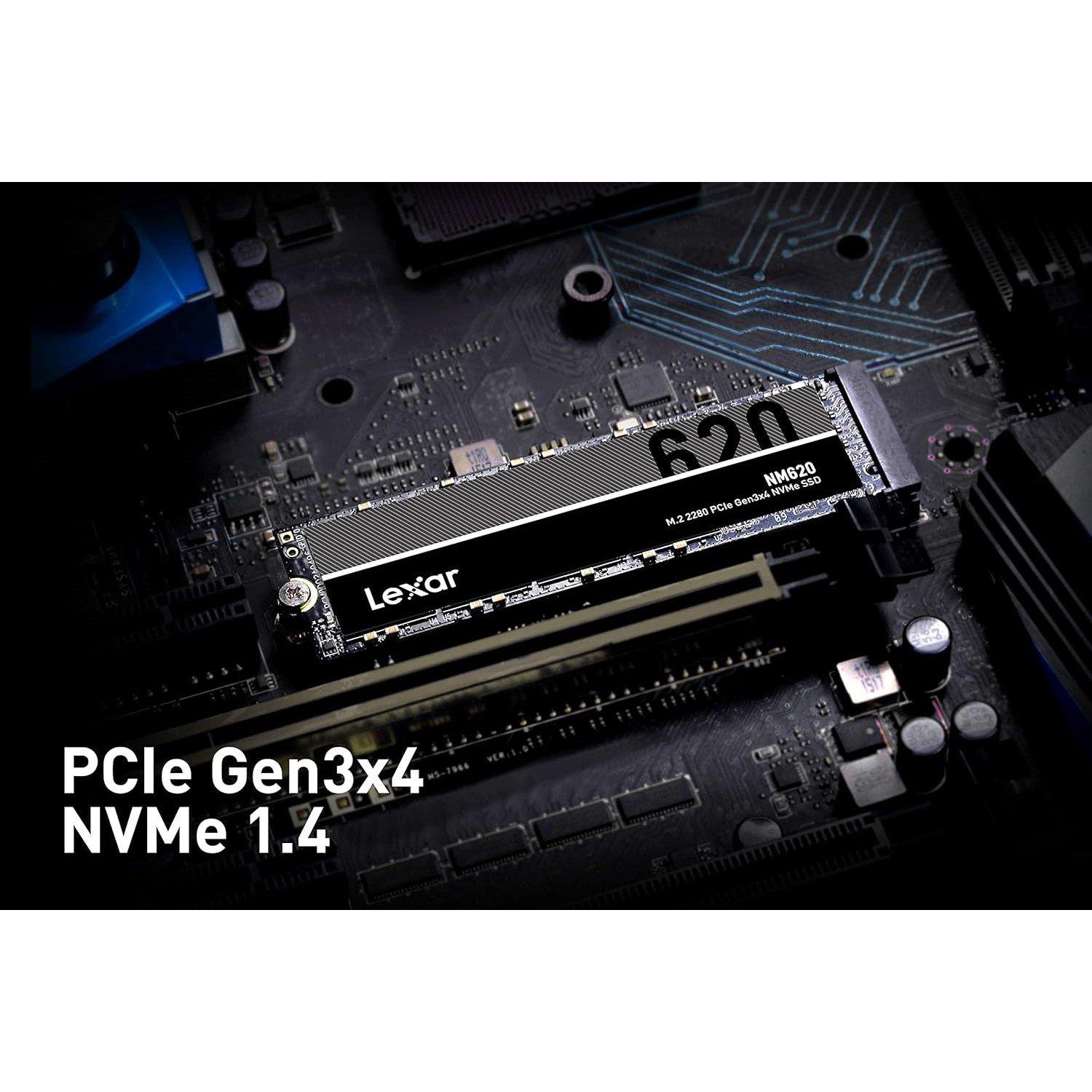 Black - Lexar - NM620 1TB SSD M.2 2280 PCIe Gen3x4 NVMe 1.4 Internal SSD - 9