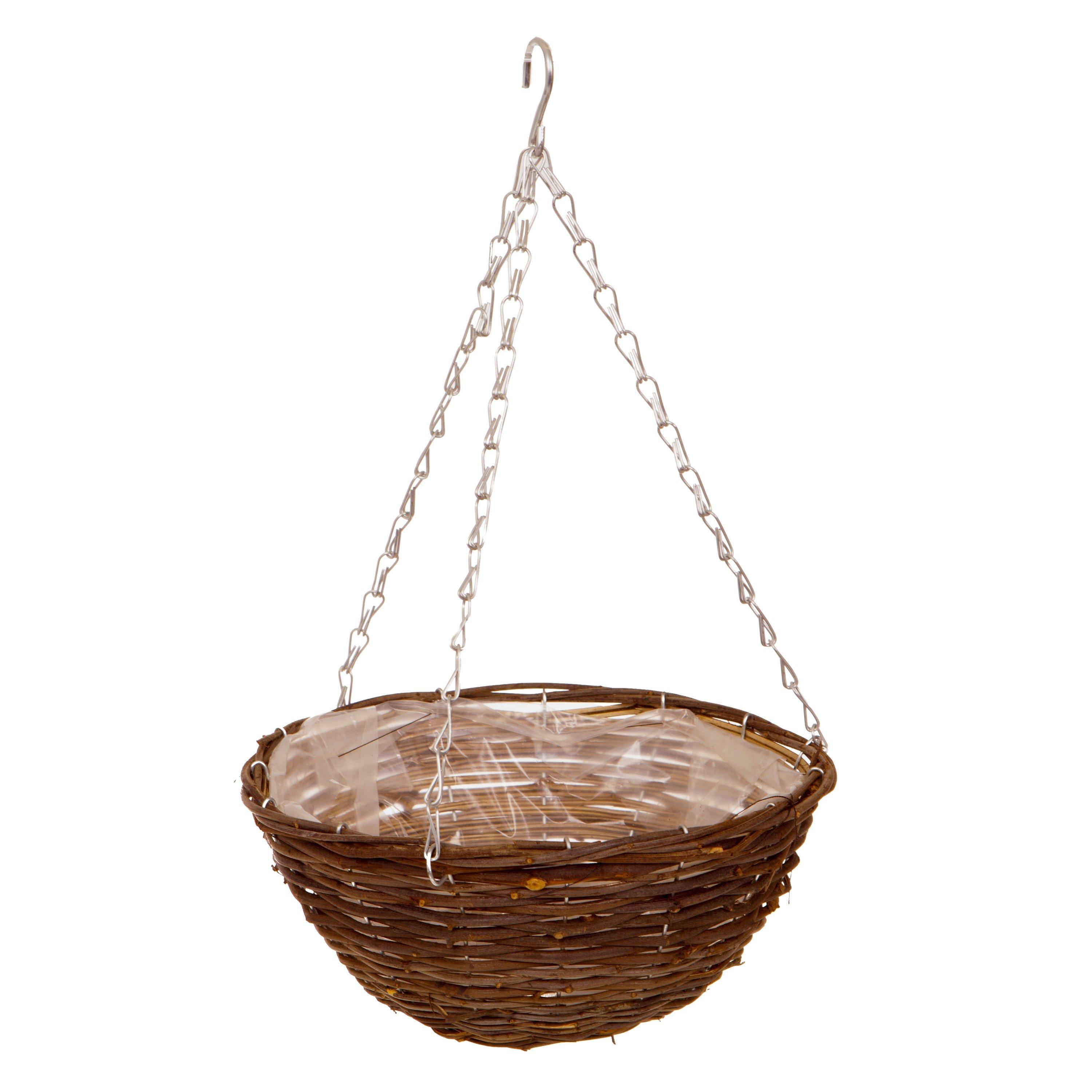 Yougarden  Set Of 4 Rattan Hanging Baskets (35Cm) - Brown - 35cm diame