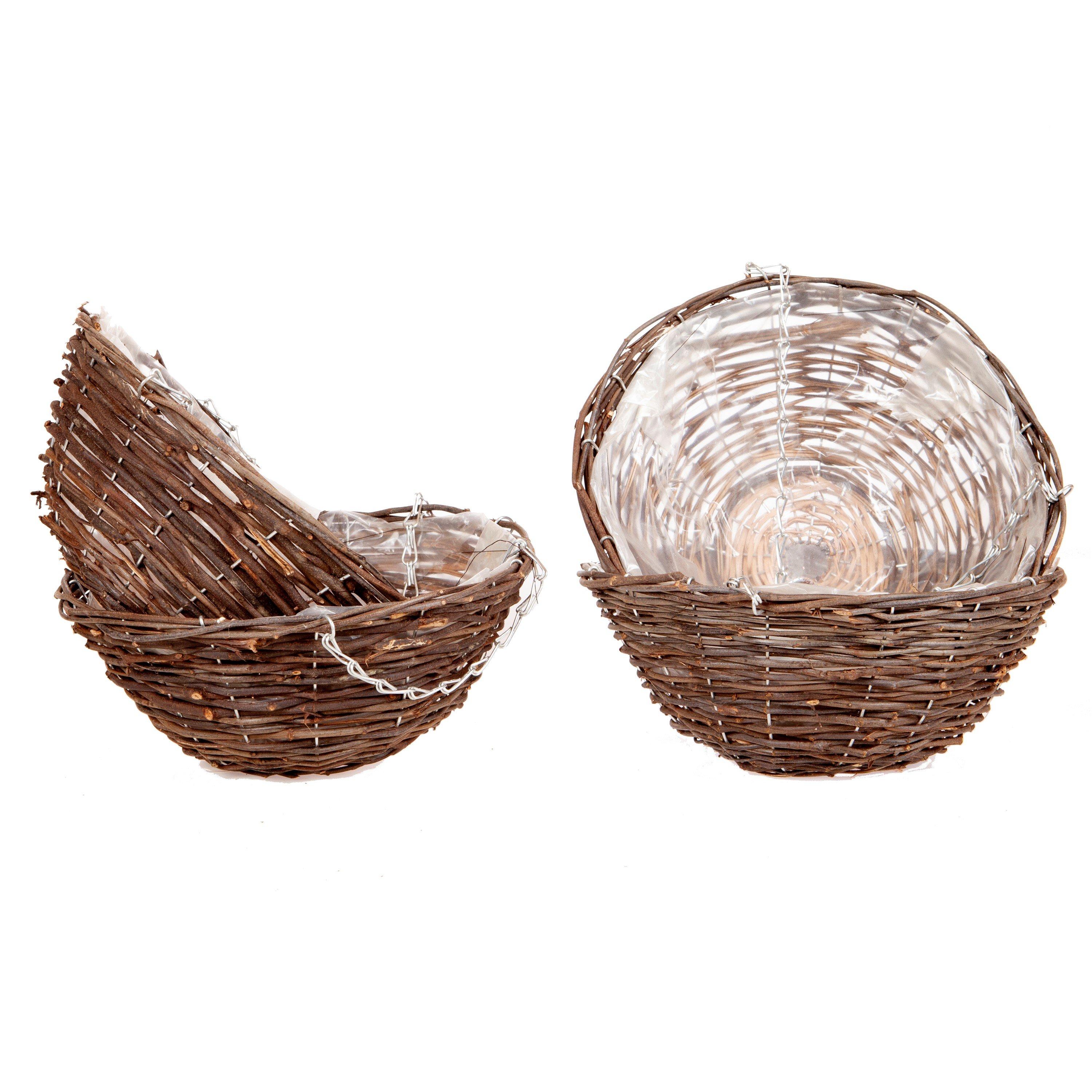 Brown - YouGarden - Set of 4 Rattan Hanging Baskets (35cm) - 2