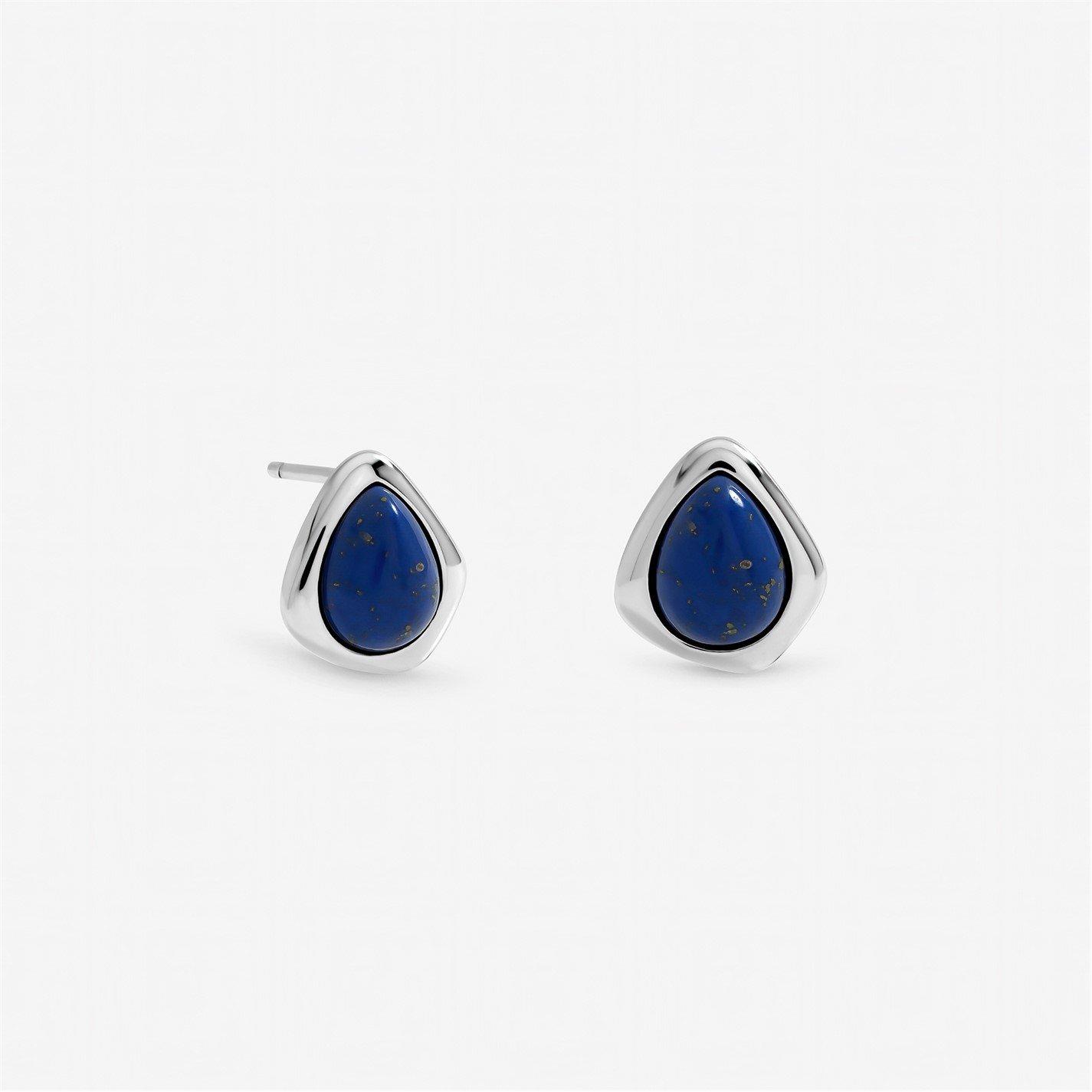 Inicio Women's Sterling Plated Lapis Polished Studs Silver