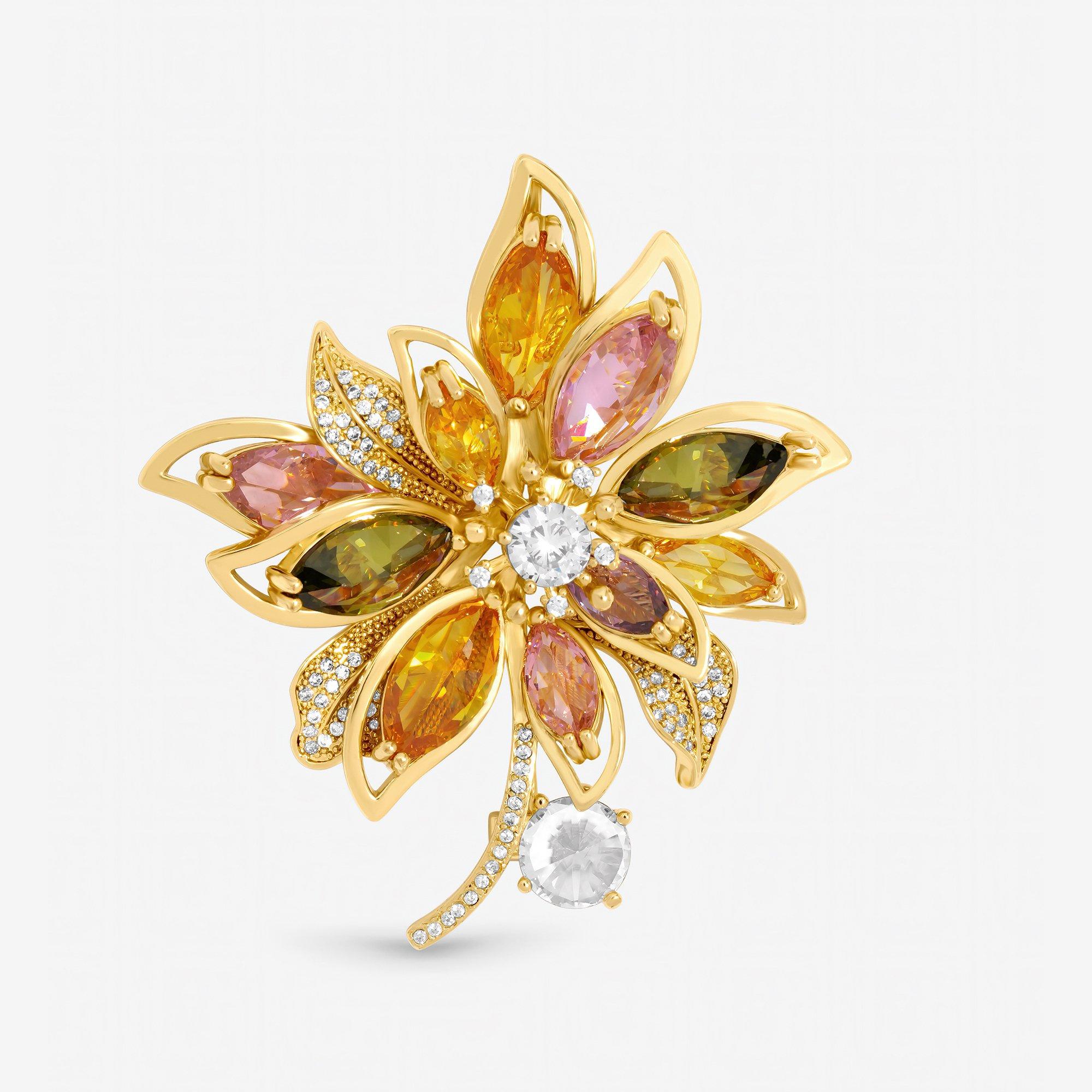 Gold - Jon Richard - Gold Plated Multi Floral Brooch - Gift Box - 2