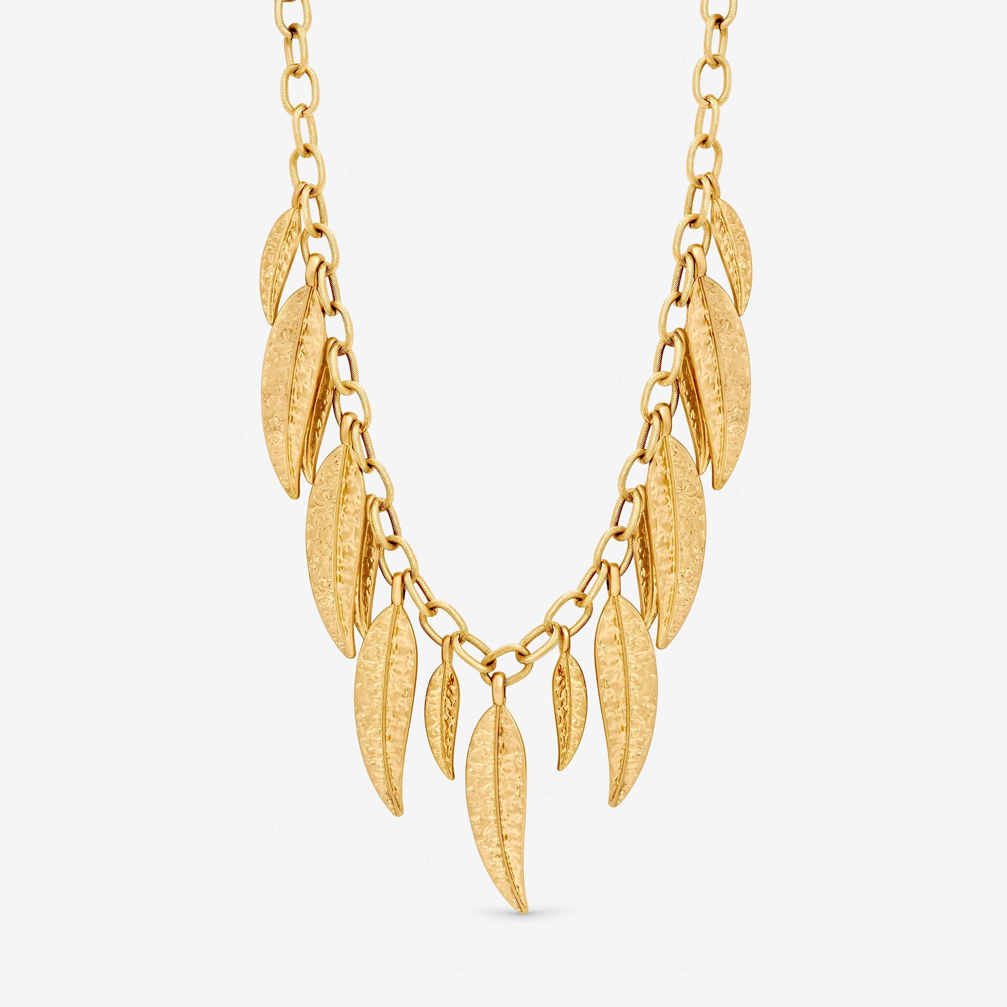Gold - Mood - Gold Plated Leaf Necklace - 1