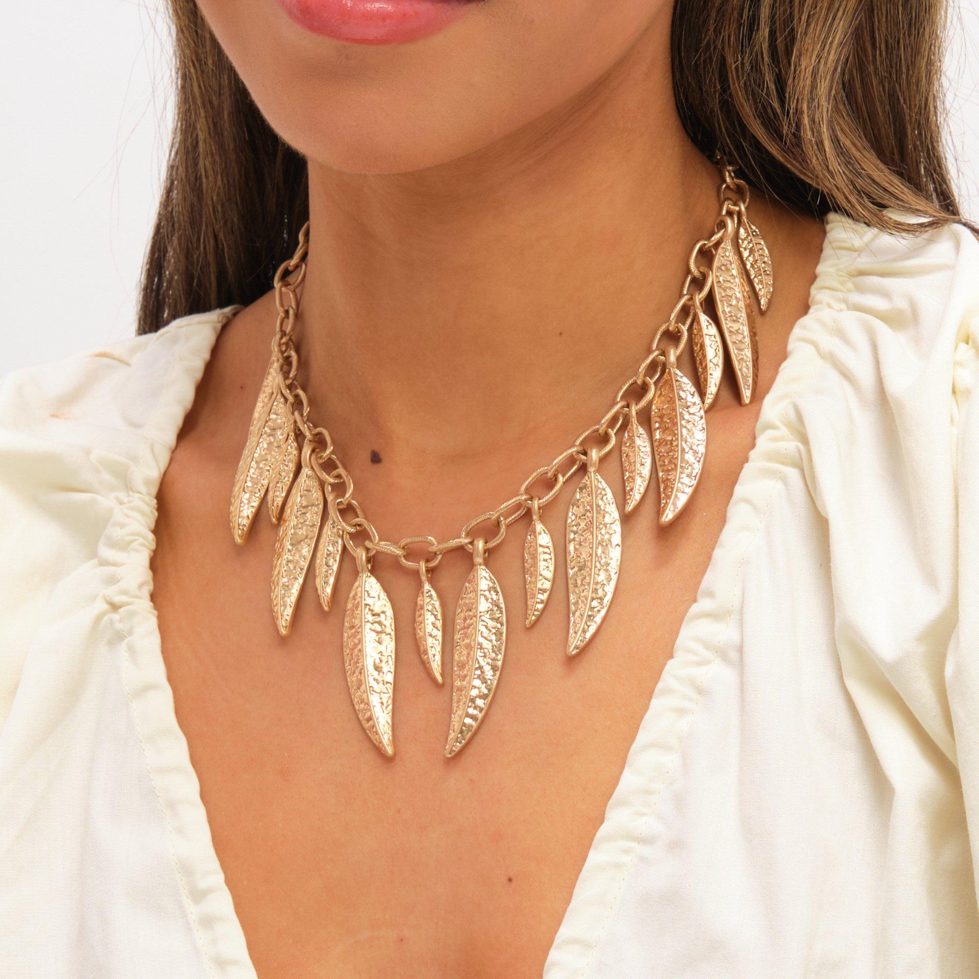 Gold - Mood - Gold Plated Leaf Necklace - 2