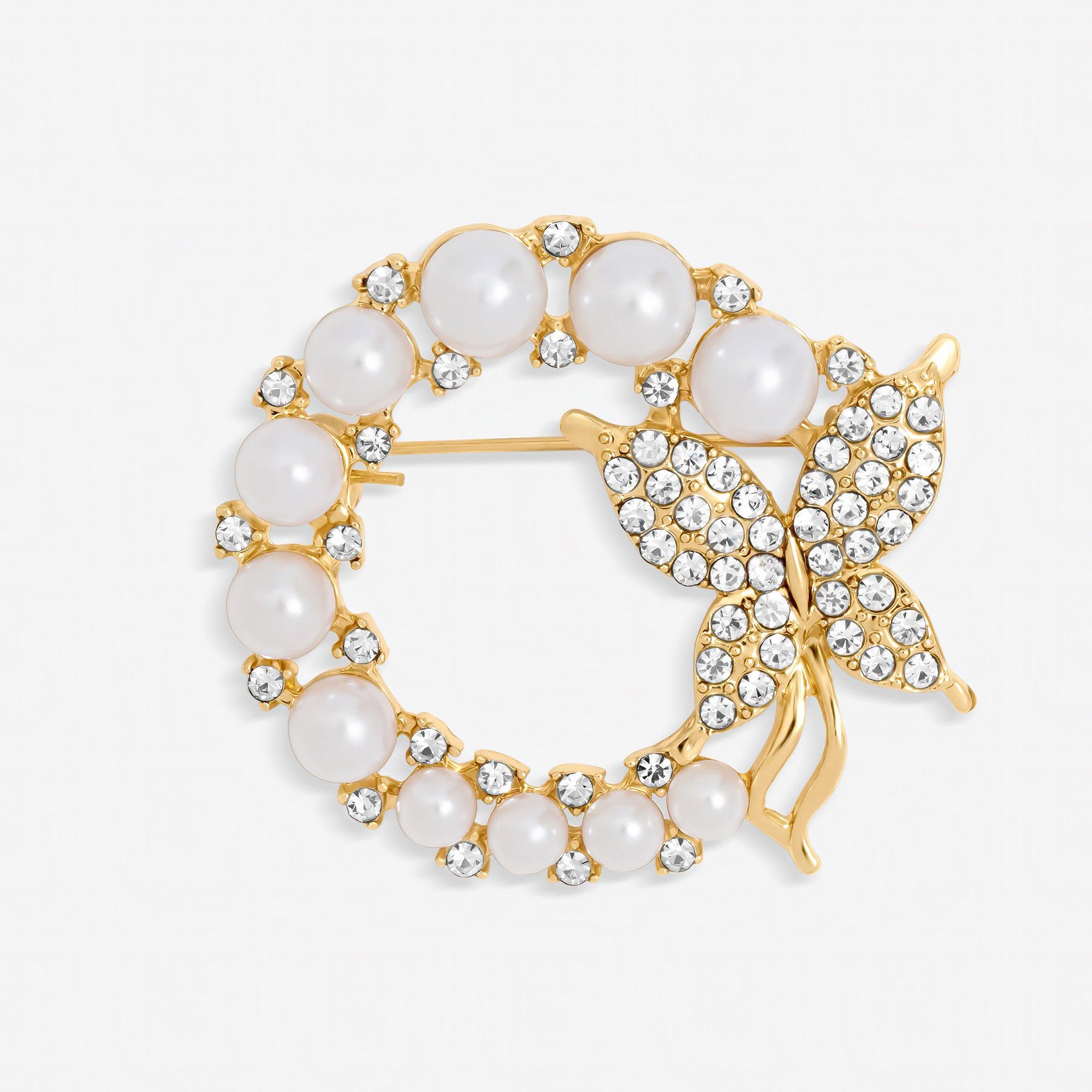 Gold - Jon Richard - Gold Plated Pearl Butterfly Brooch - Gift Box - 2