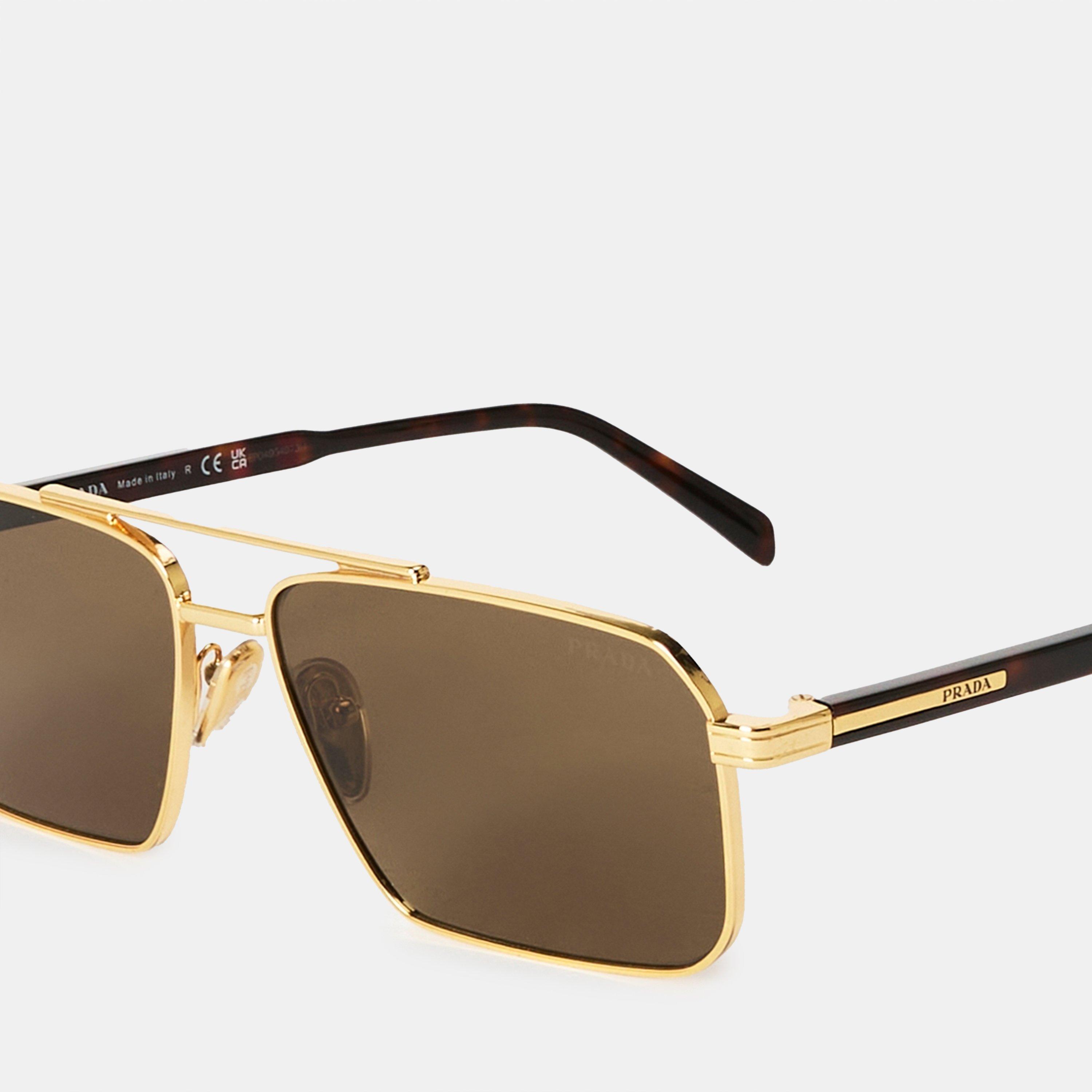 Gold - Prada - Aviator Sunglasses - 4