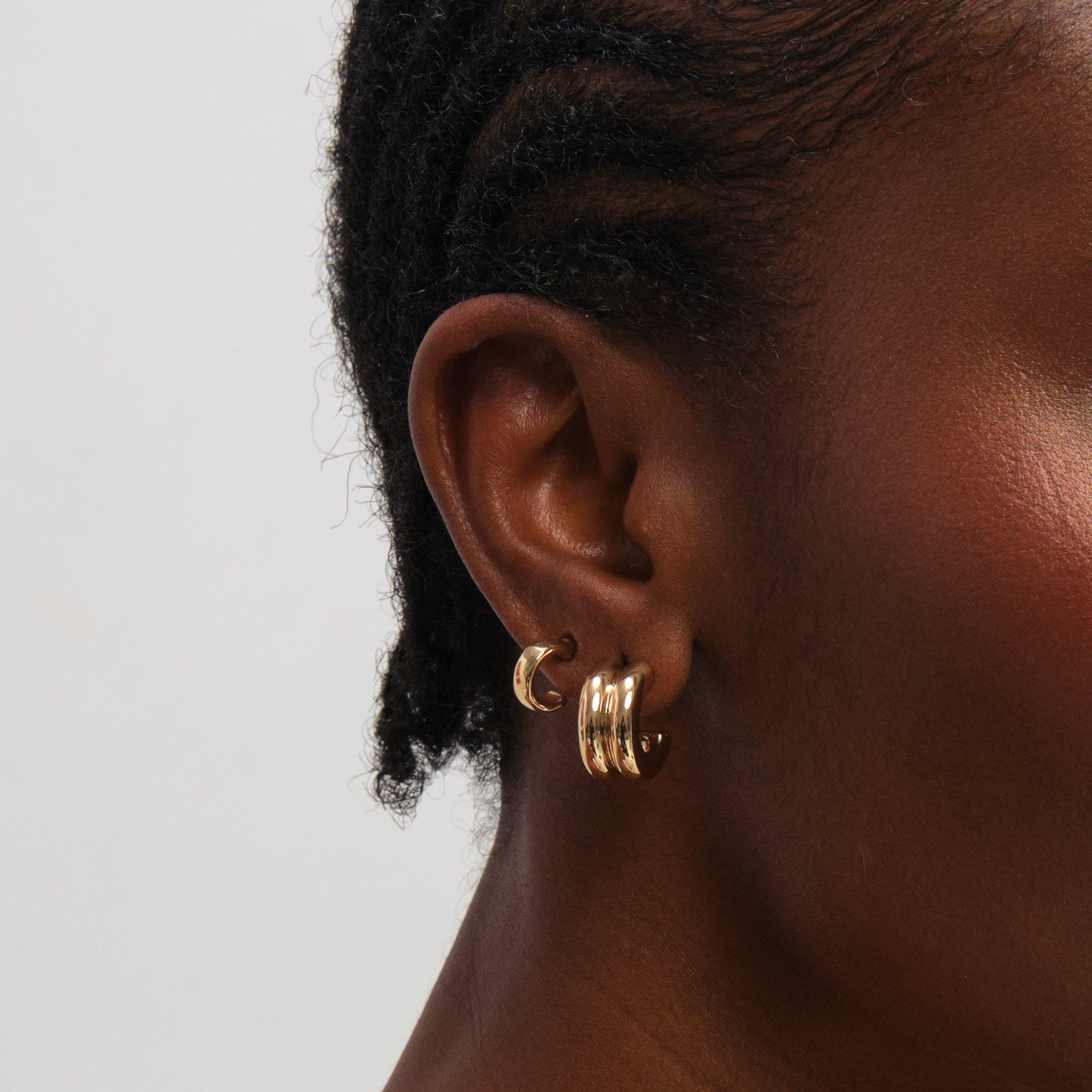 Gold - Mood - Gold Plated Hoops - Pack of 3 - 2