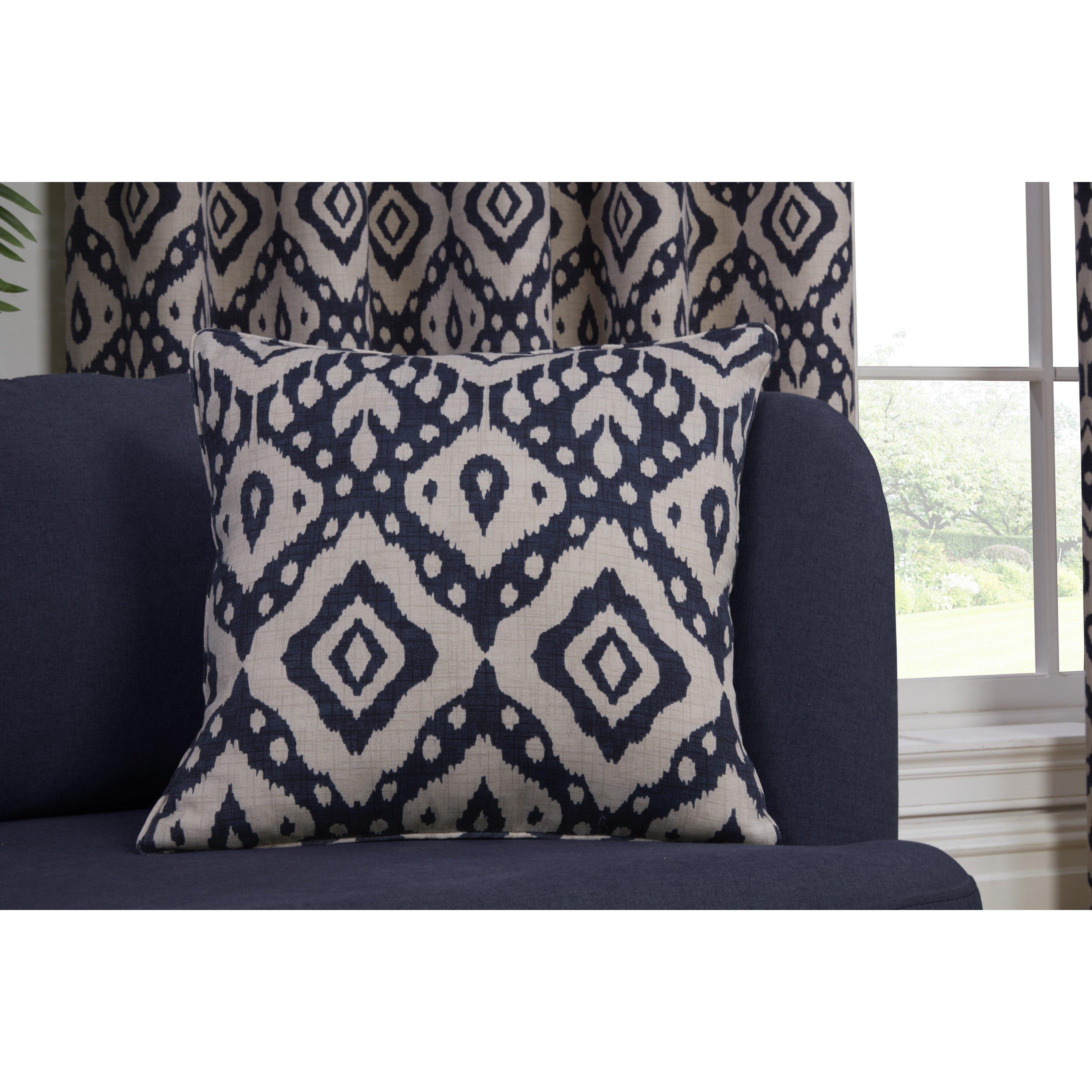 Navy - Sundour - Marrakech Geometric Eyelet Curtains - 3