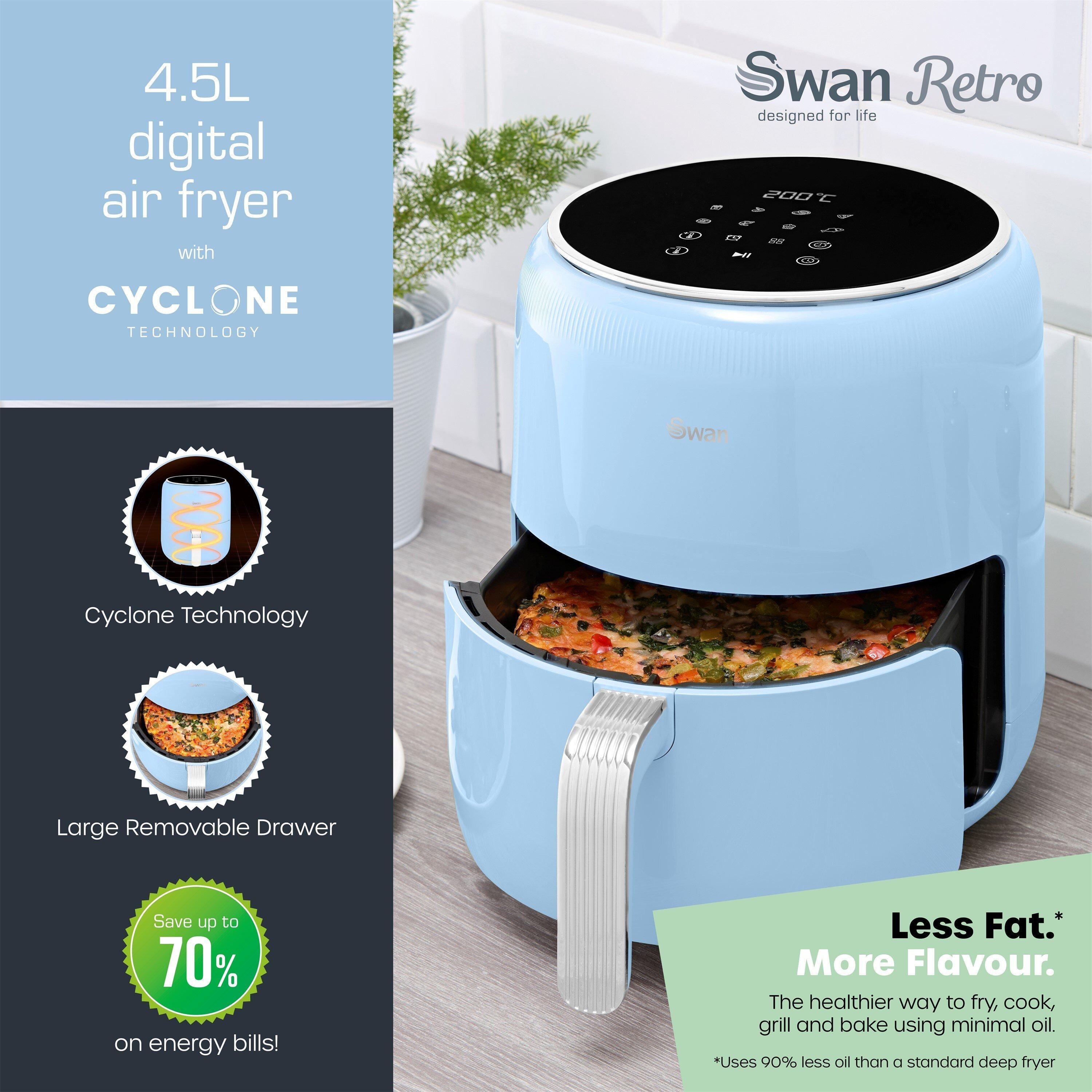 Blue - Swan - Swan Retro 4.5L Air Fryer Blue Digital - 2
