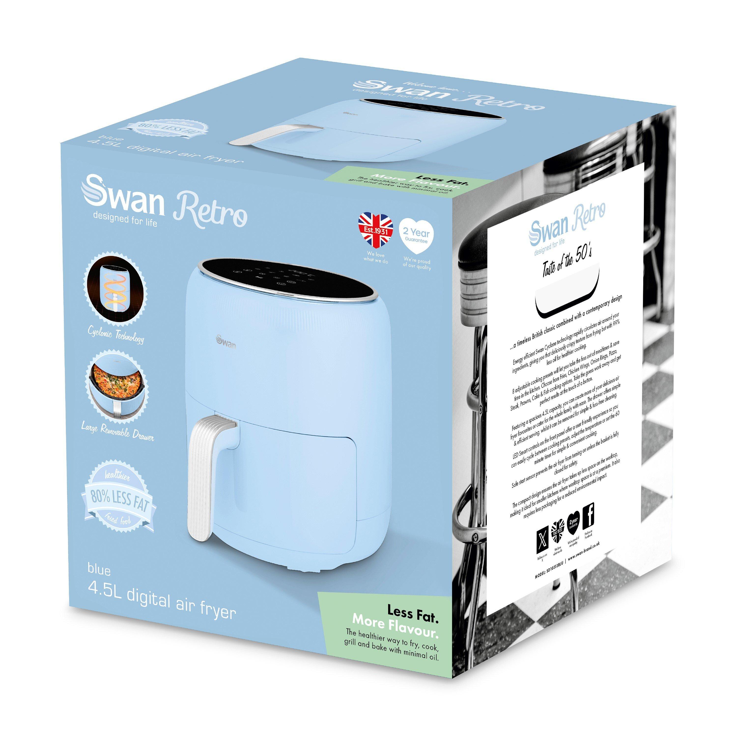 Blue - Swan - Swan Retro 4.5L Air Fryer Blue Digital - 8