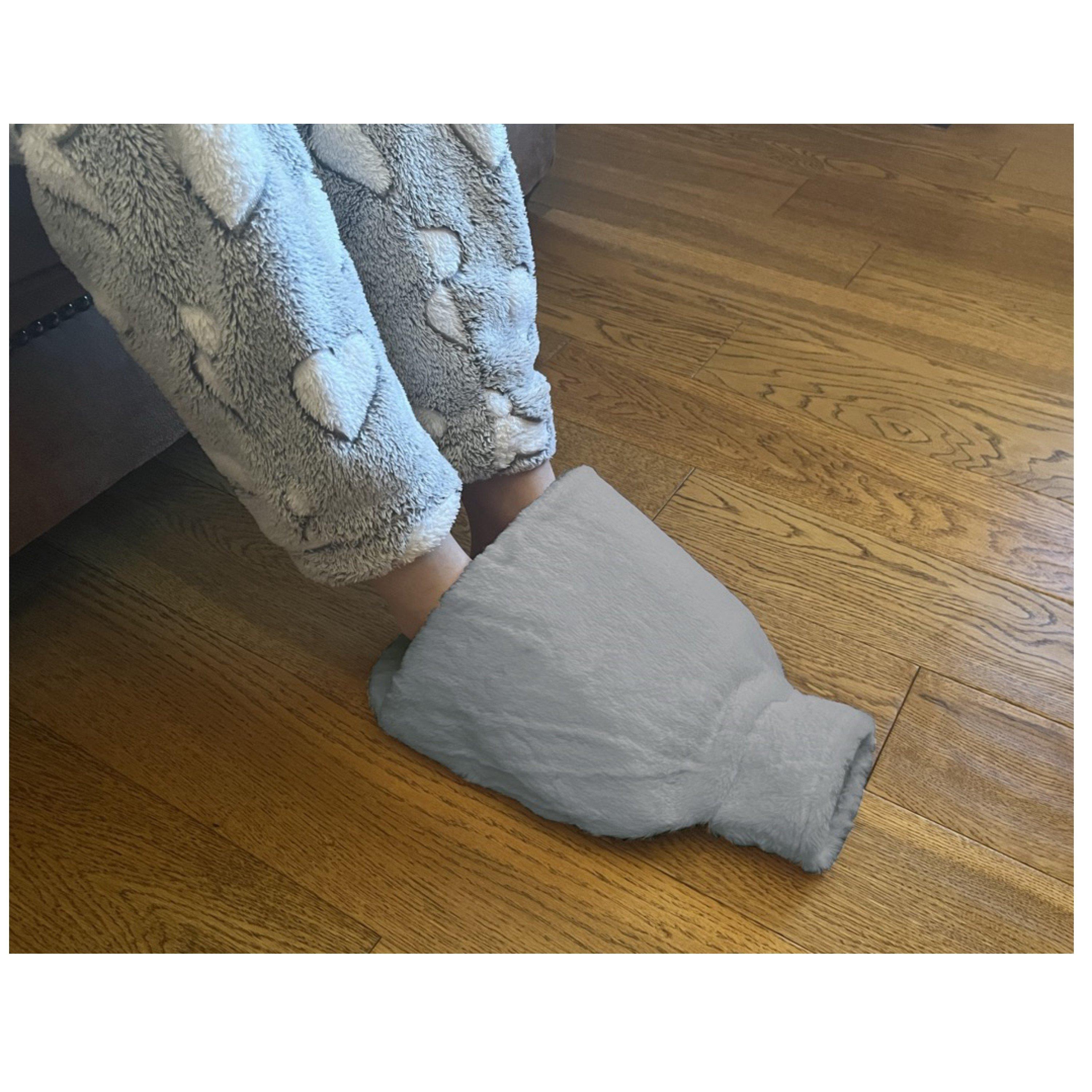 Grey - Country Club - Foot Hot Water Bottle Plush Faux Fur Grey - 2