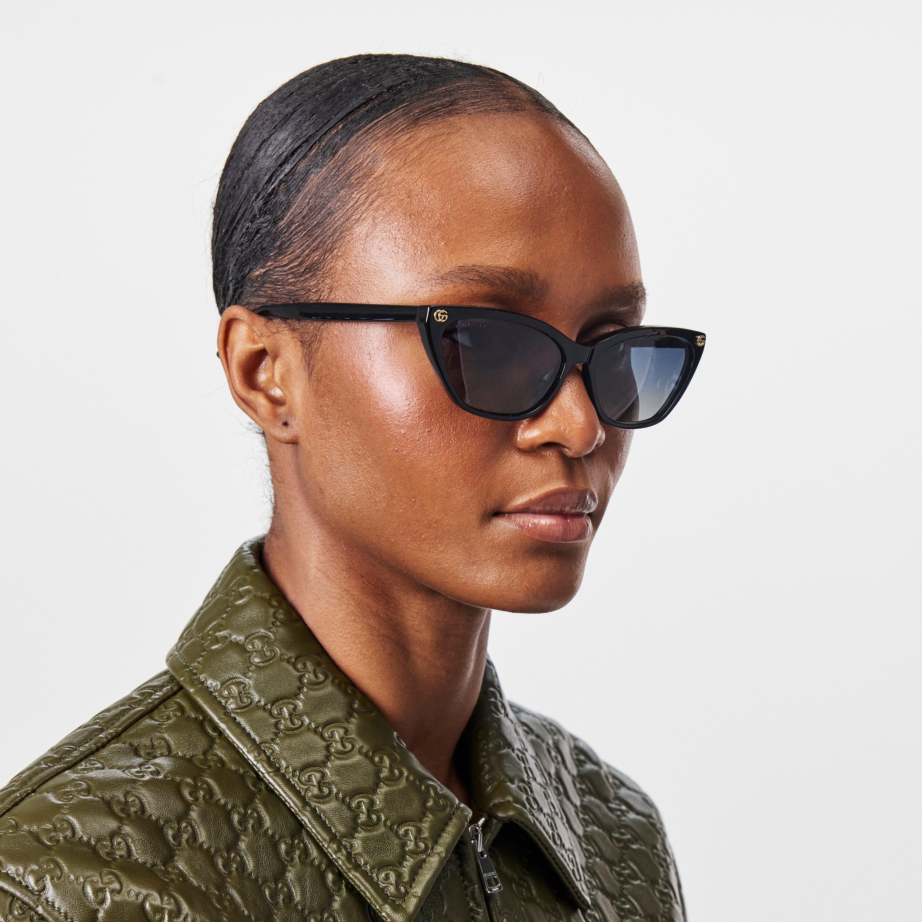 Black/Grey - Gucci - Double G Cats Eye Sunglasses - 3