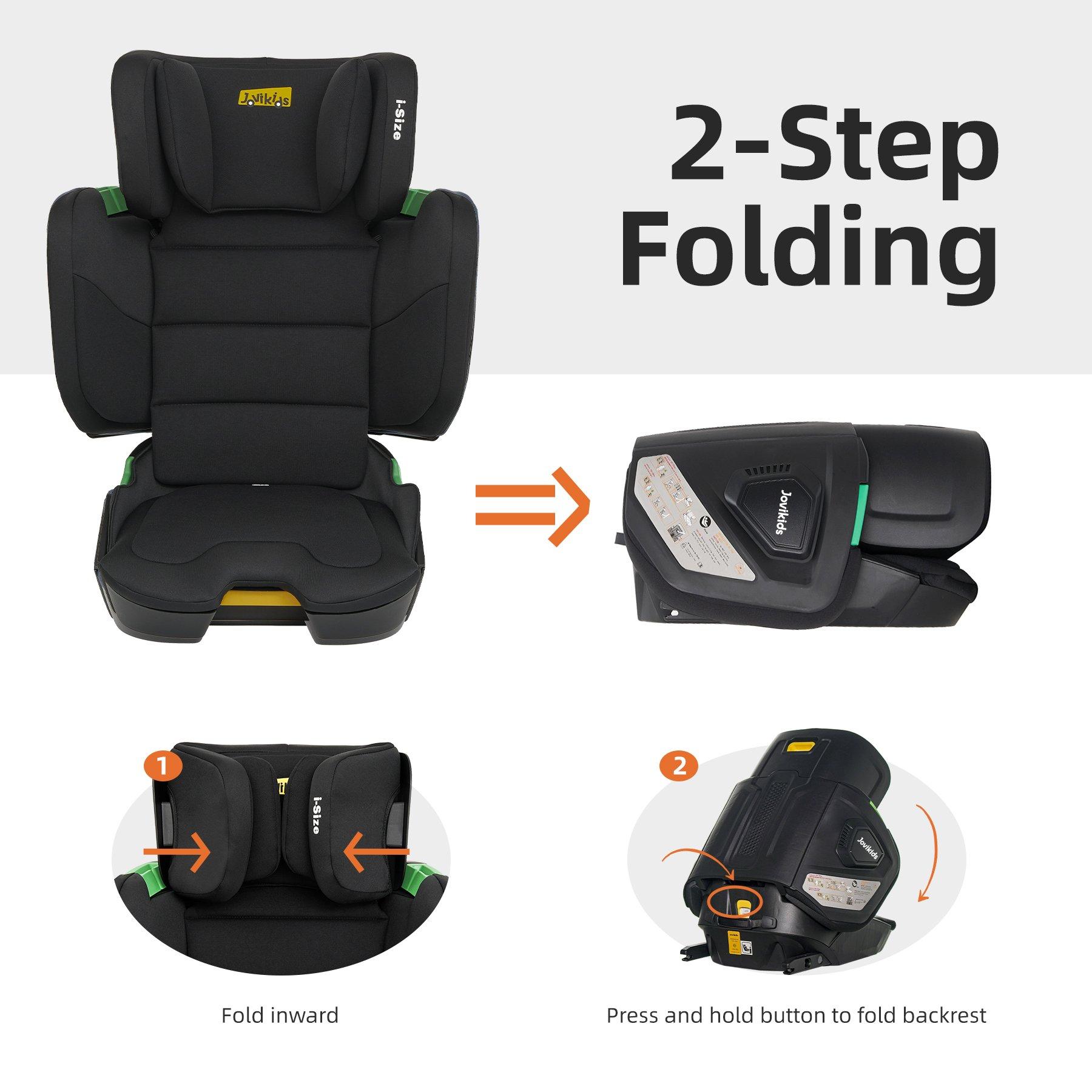 Black - JoviKids - JoviKids Rober Folding Booster Car Seat - Black - 5