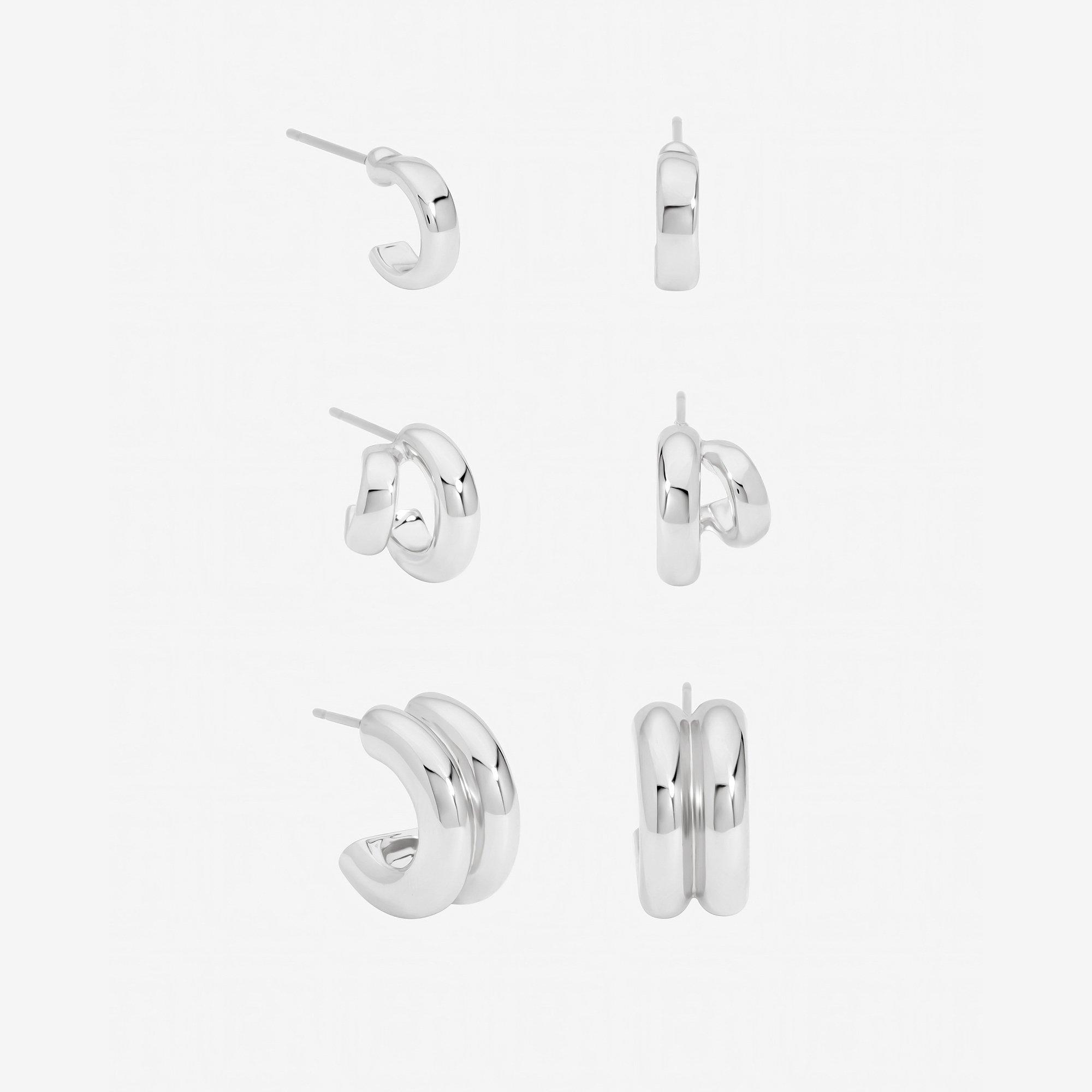 Mood Women's Plated Hoops - Pack Of 3 Silver