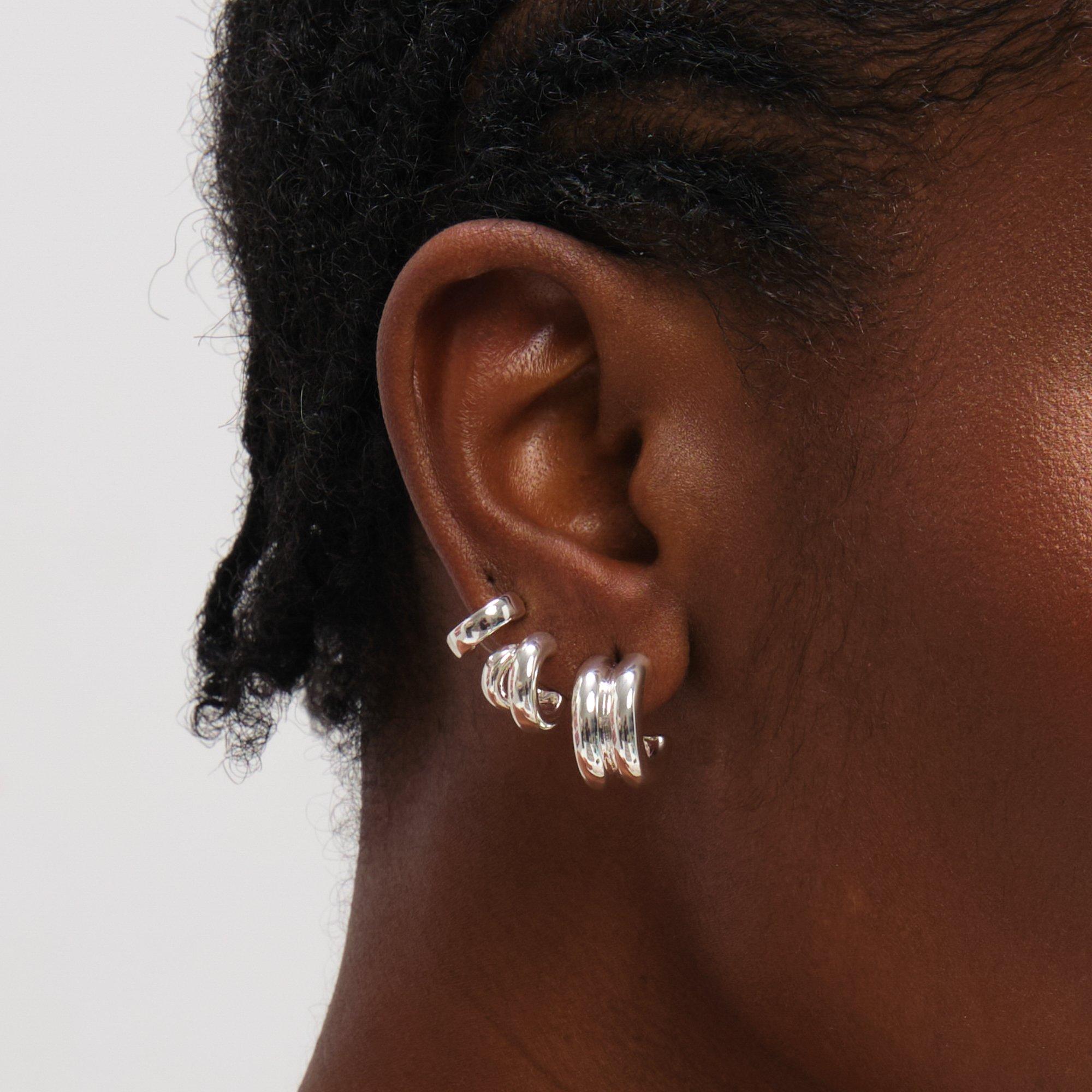 Silver - Mood - Silver Plated Hoops - Pack of 3 - 2