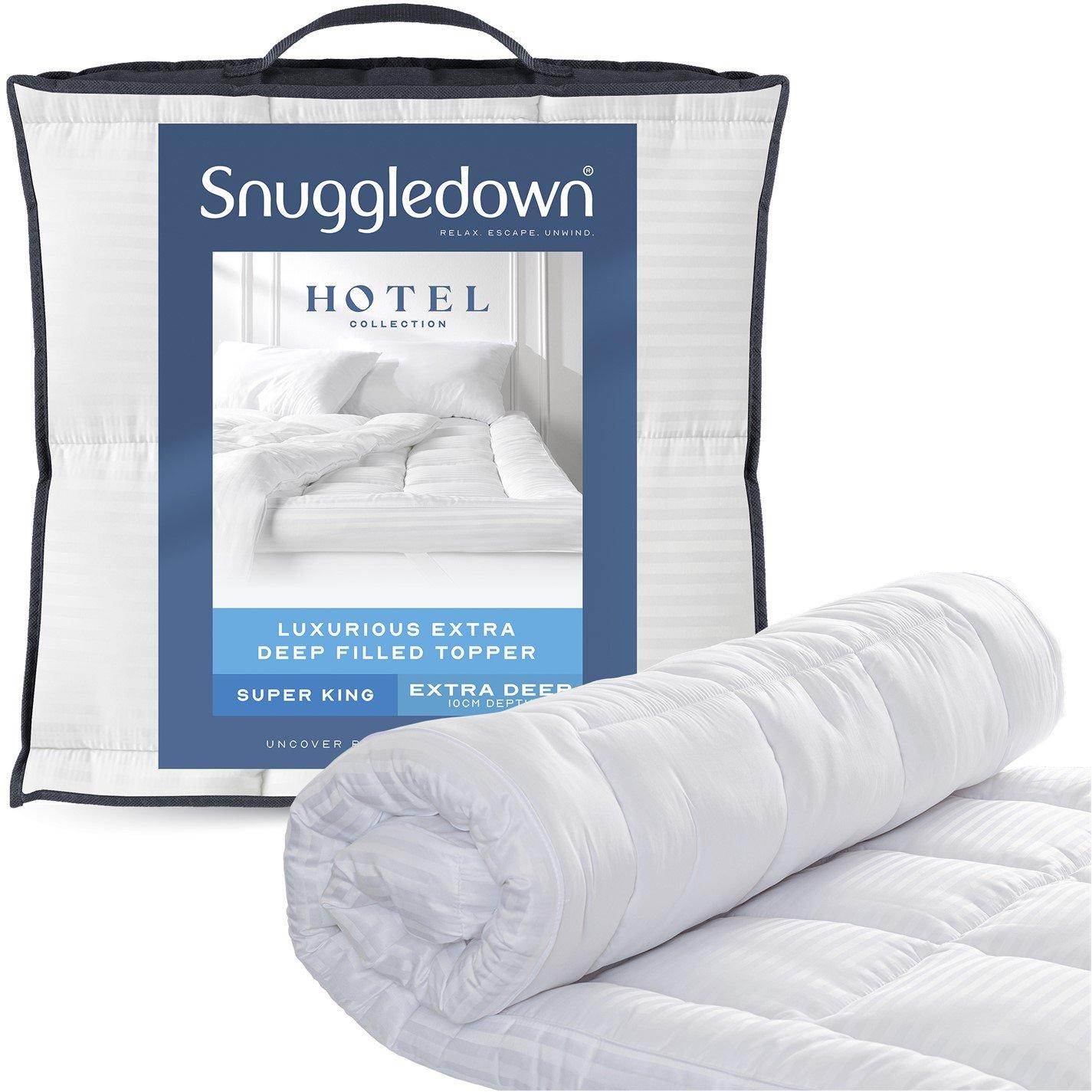 White - Snuggledown - Luxurious Hotel-Style 10cm Mattress Topper for Ultimate Comfort & Support - 14