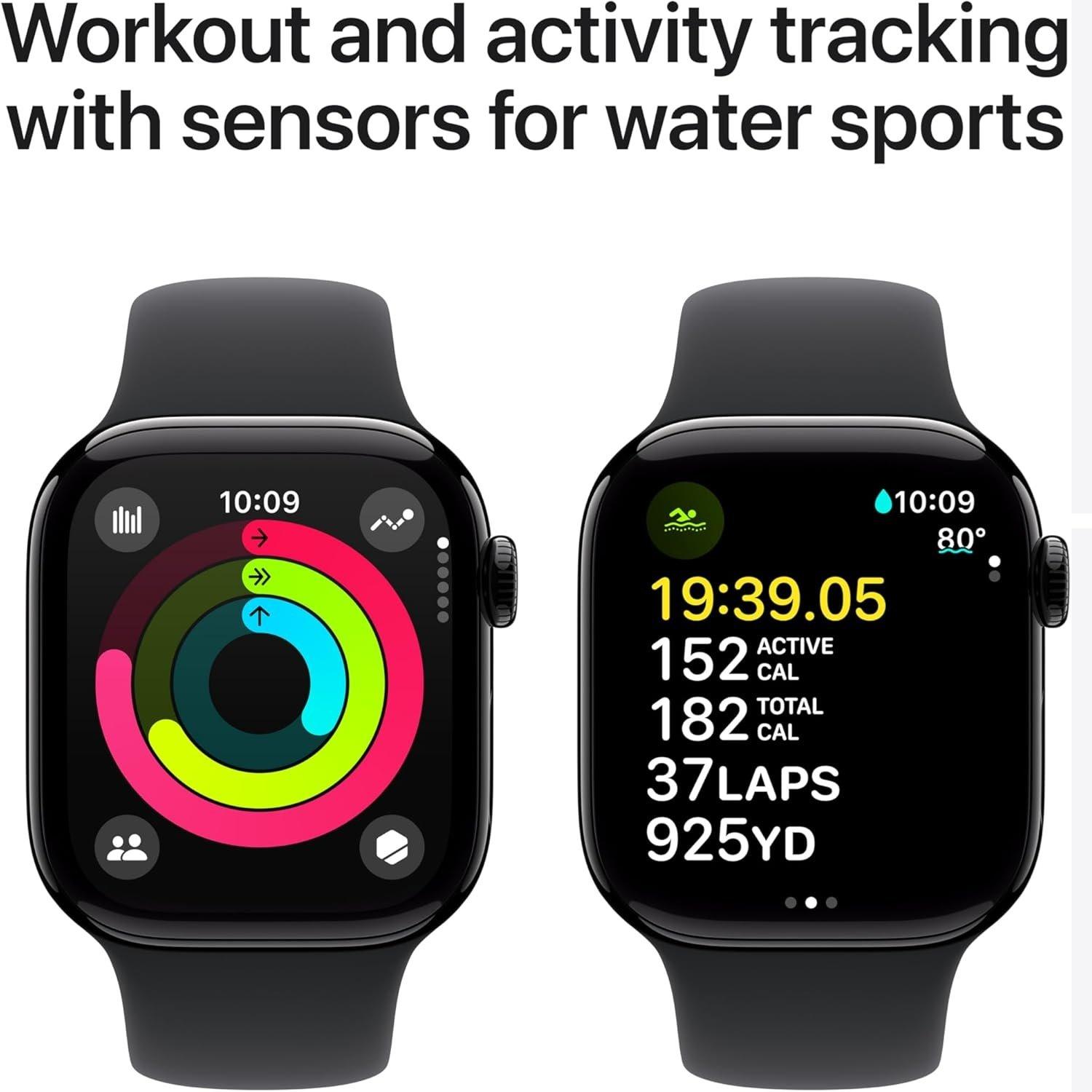 Jet Black - Apple - Apple Watch Series 10 GPS 42mm Sport Band - 4