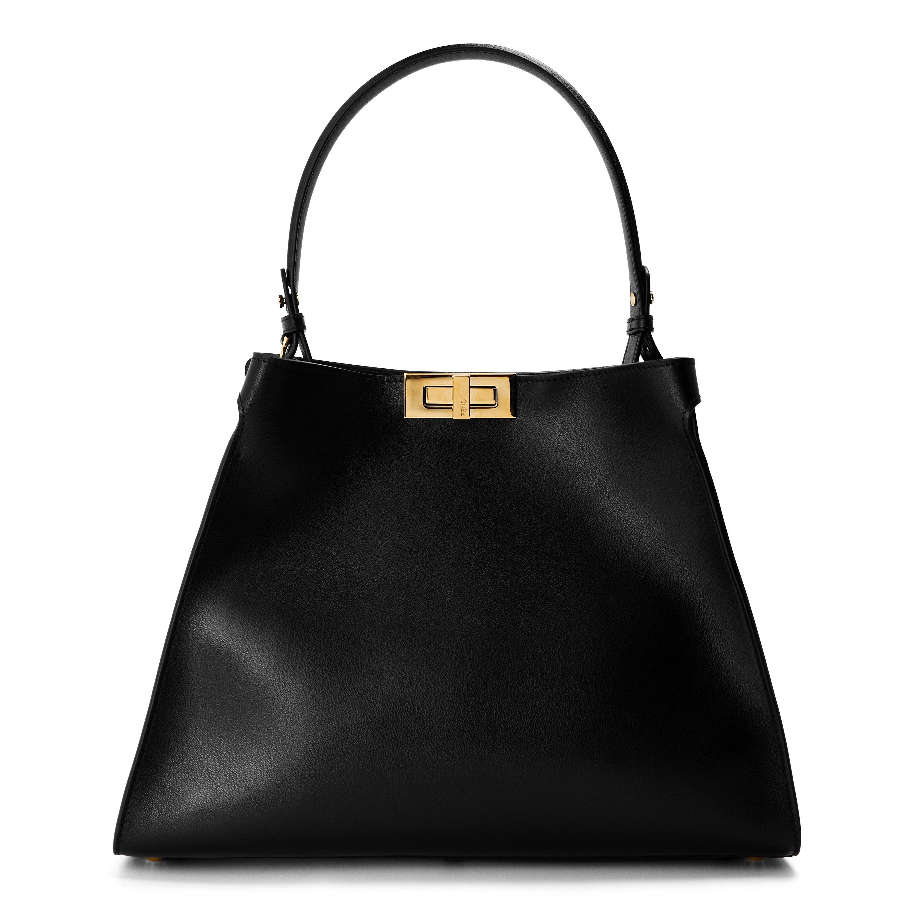 FENDI ENAMEL F LOGO TOP HANDLE HAND BAG