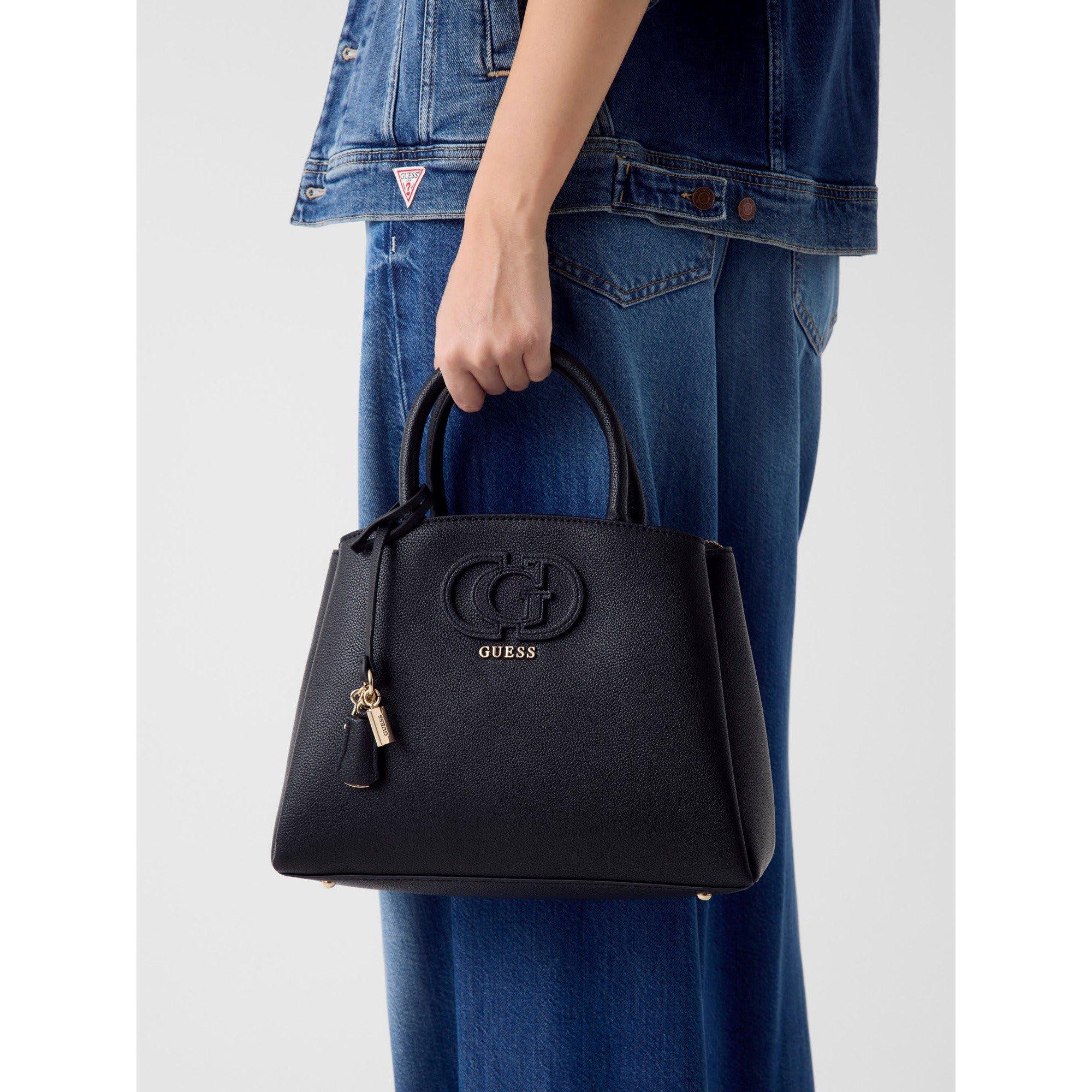 Black - Guess - Women's Isola 3 Comp Satchel Top Handle Bag - 5