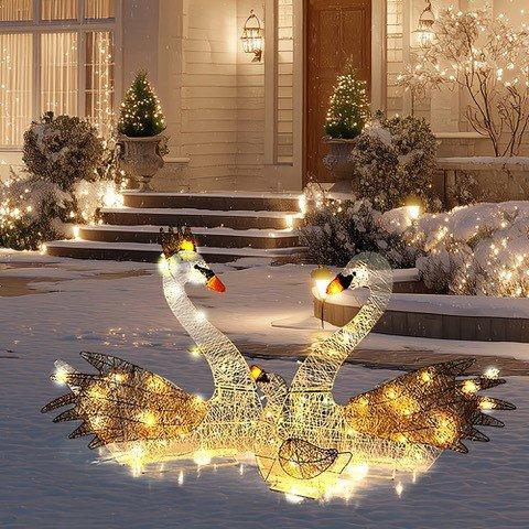 The Spirit Of Christmas 3pc OD Swans 54 White One Size