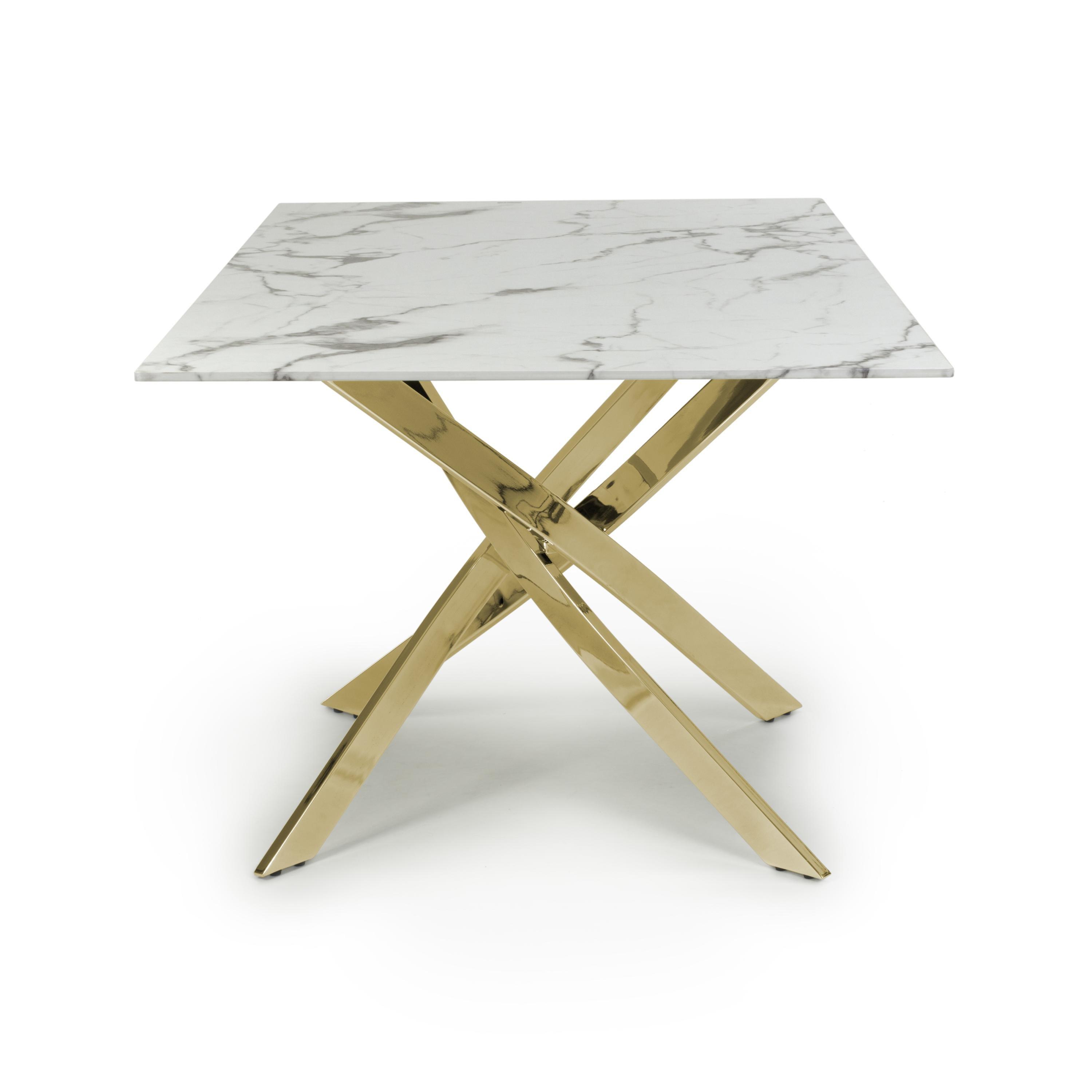 White/Gold - Shankar - Astoria Medium 1.6m White Dining Table - 3