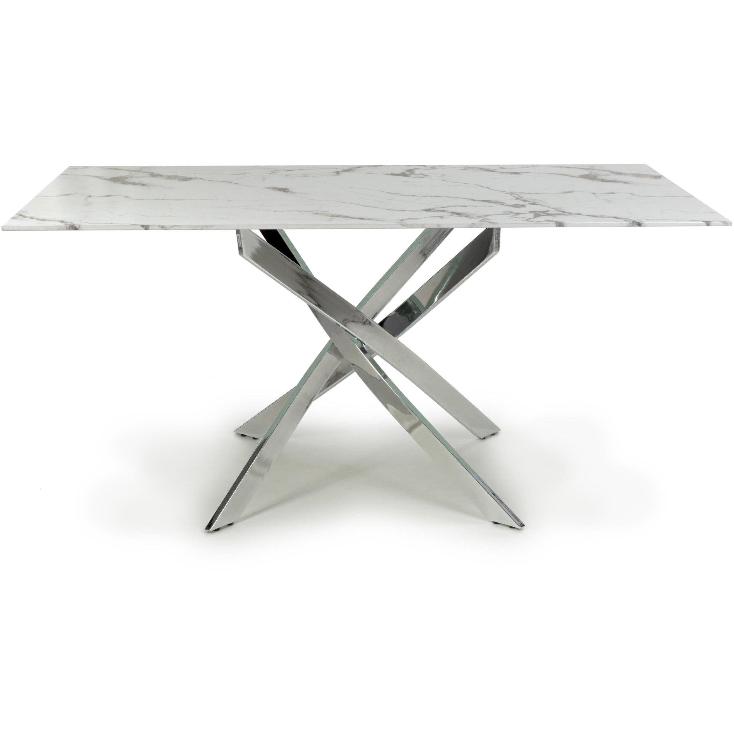 White/Chrome - Shankar - Astoria Medium 1.6m White Dining Table - 2