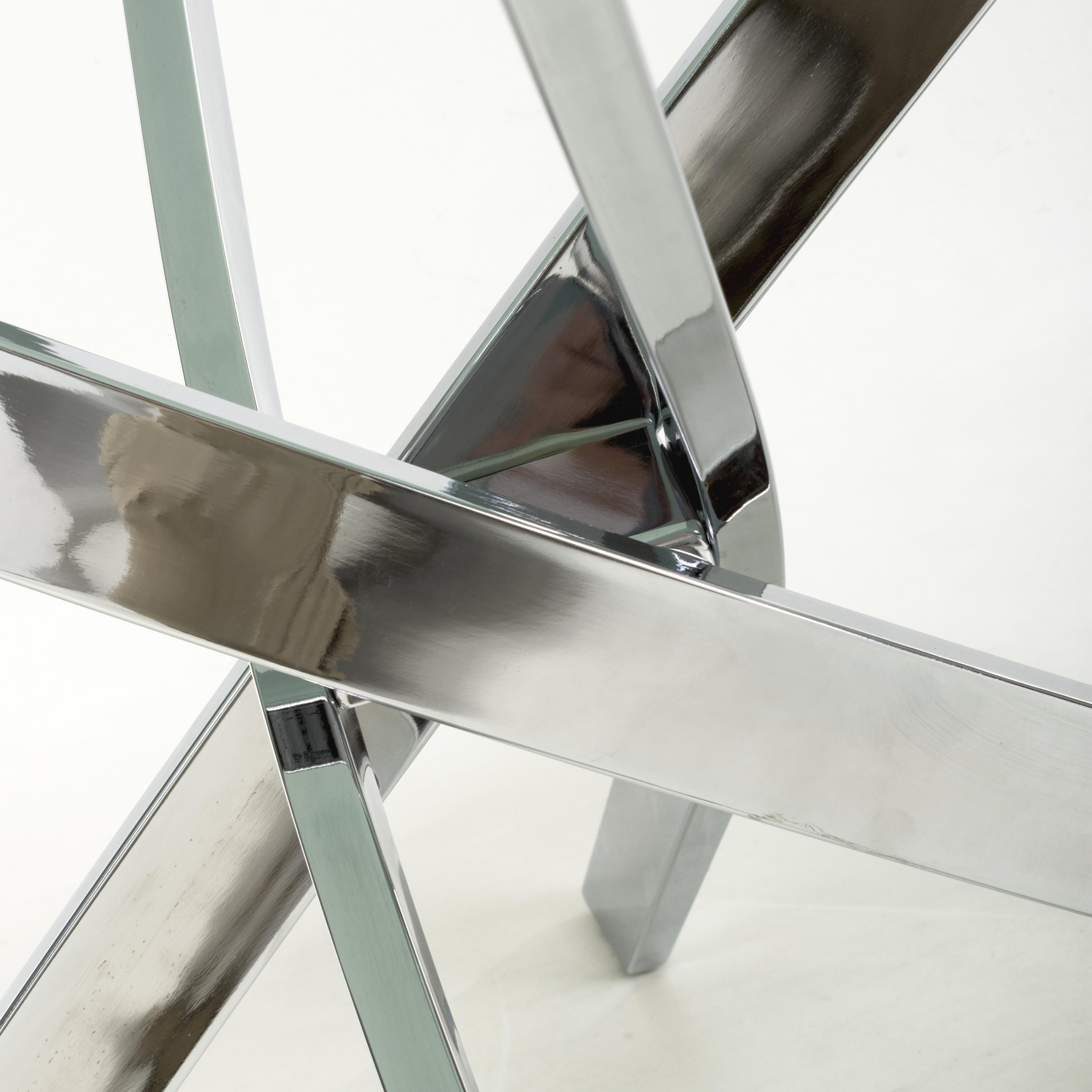 White/Chrome - Shankar - Astoria Medium 1.6m White Dining Table - 5