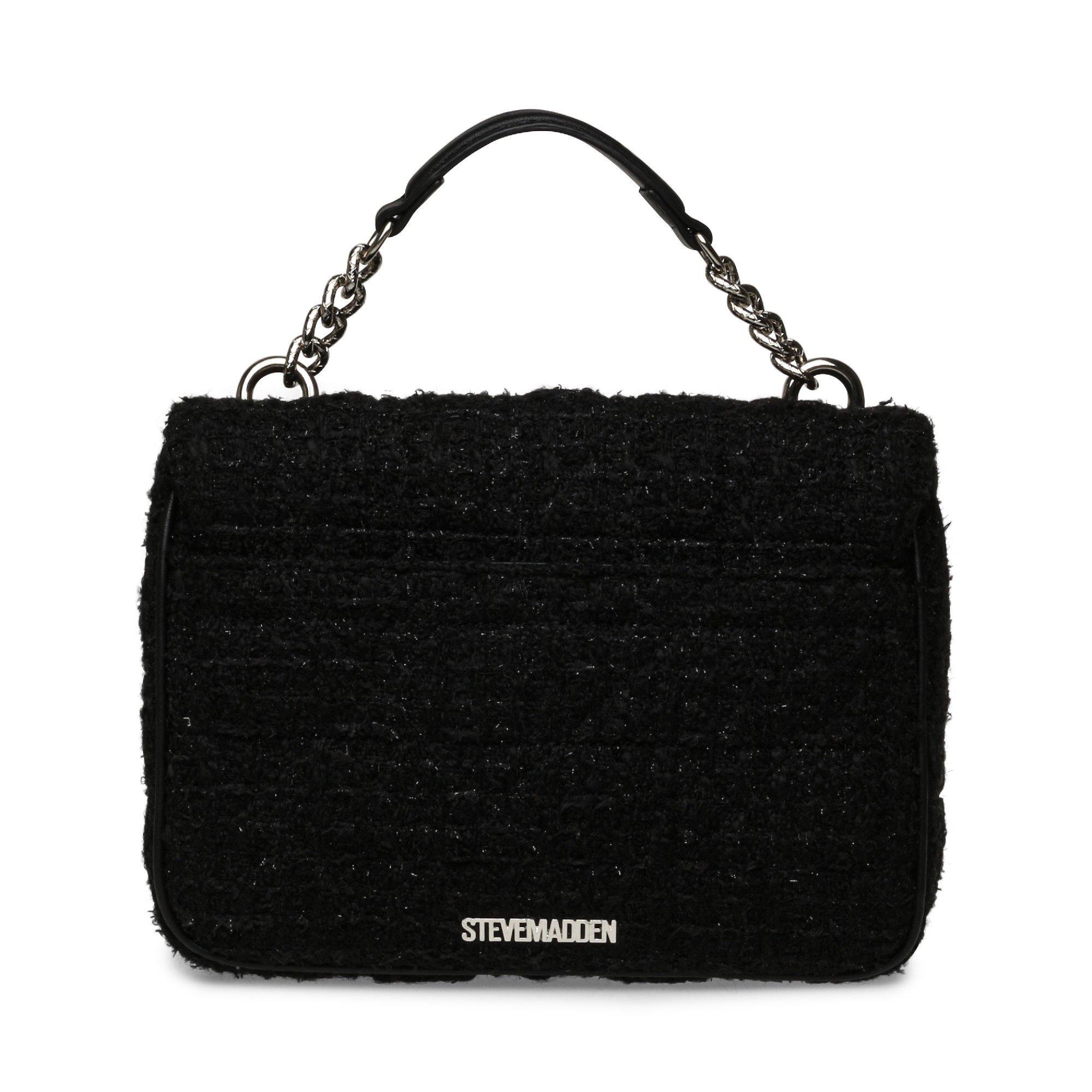 BLK/SIL - Steve Madden - Women's Bstellet Chain Strap Textured Crossbody Bag - 1