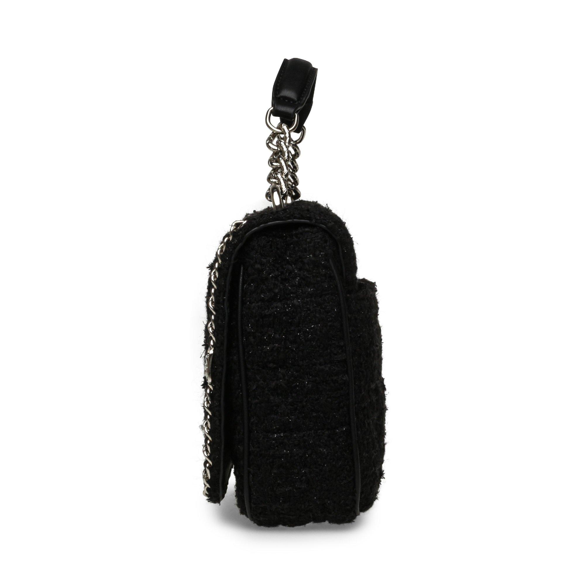 BLK/SIL - Steve Madden - Women's Bstellet Chain Strap Textured Crossbody Bag - 3