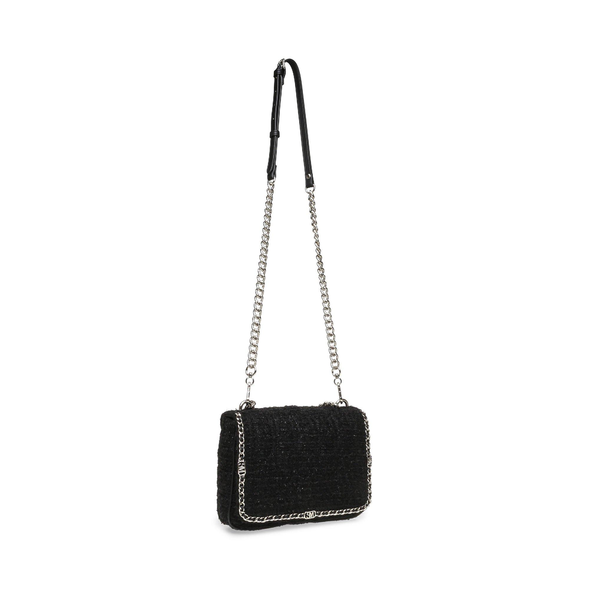 BLK/SIL - Steve Madden - Women's Bstellet Chain Strap Textured Crossbody Bag - 4