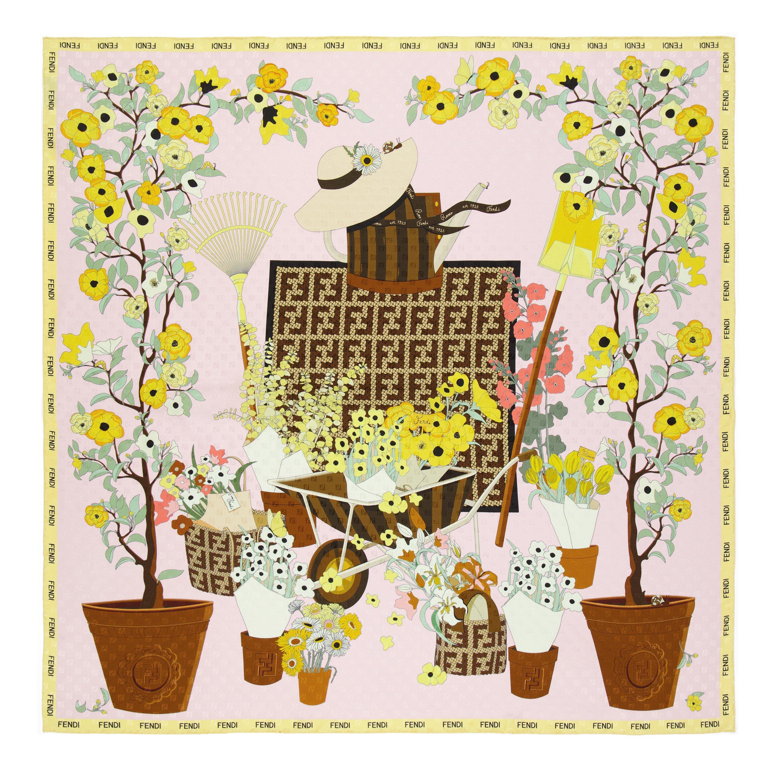 Fendi Women's Grdn Foulard Silk Scarves