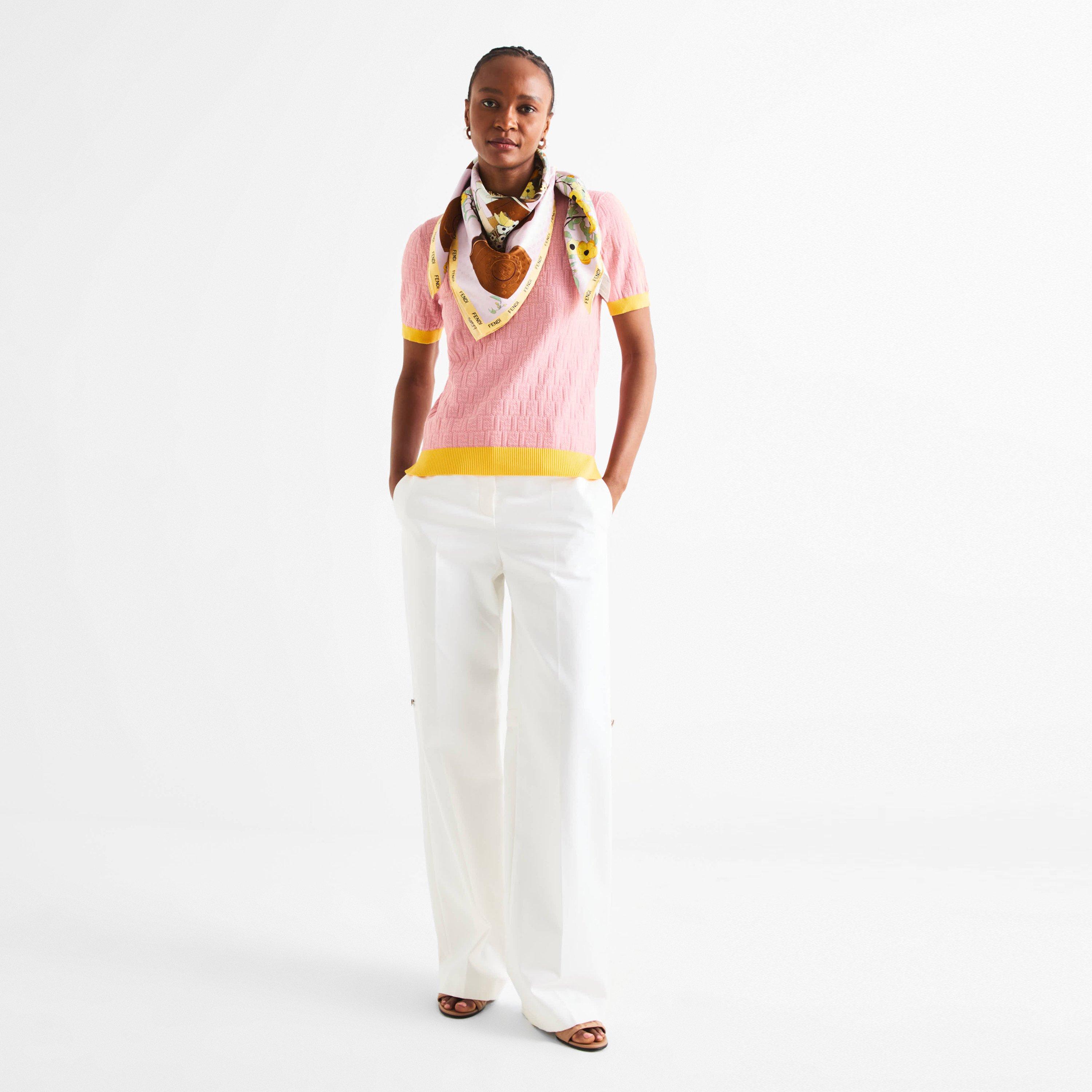 Rosa/Multi - Fendi - Women's Grdn Foulard Silk Scarves - 4