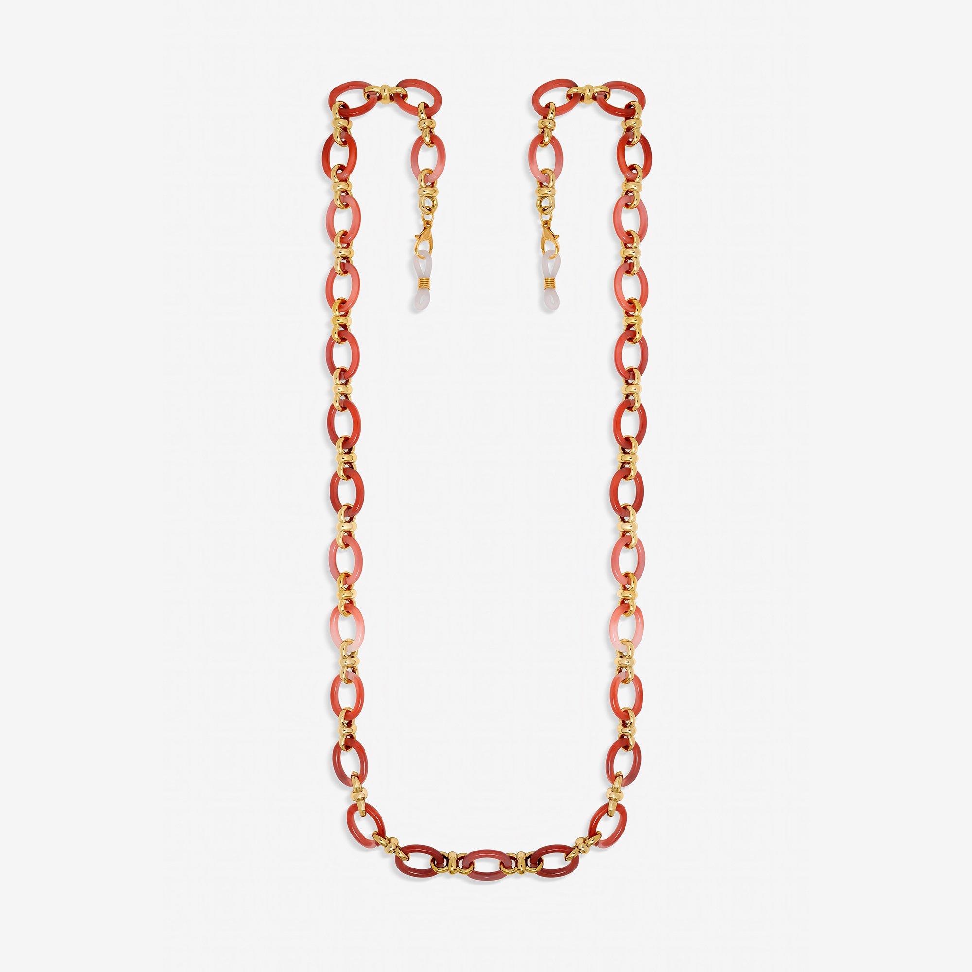 Gold - Mood - Gold Plated and Coral Resin Sunglasses Chain