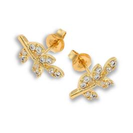 Aye Do Cubic Zirconia Gold Leaf Stud Earrings 4066-NP