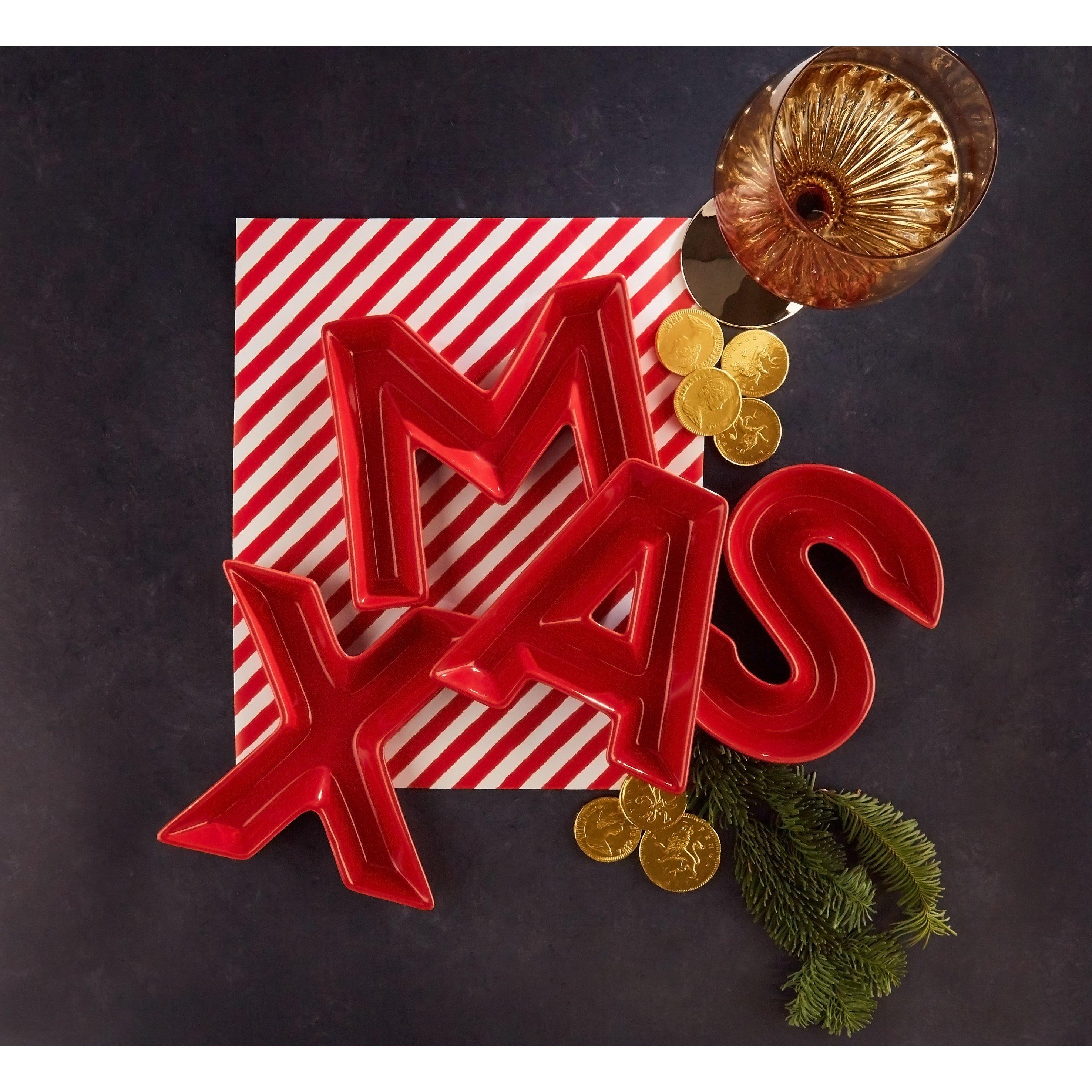 Red - Waterside - 4pc Red Xmas Serving Letters - 3