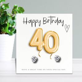 Aye Do 40th Birthday Balloons Message Card & Earrings