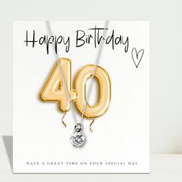 Aye Do 40th Birthday Balloons Message Card & Necklace