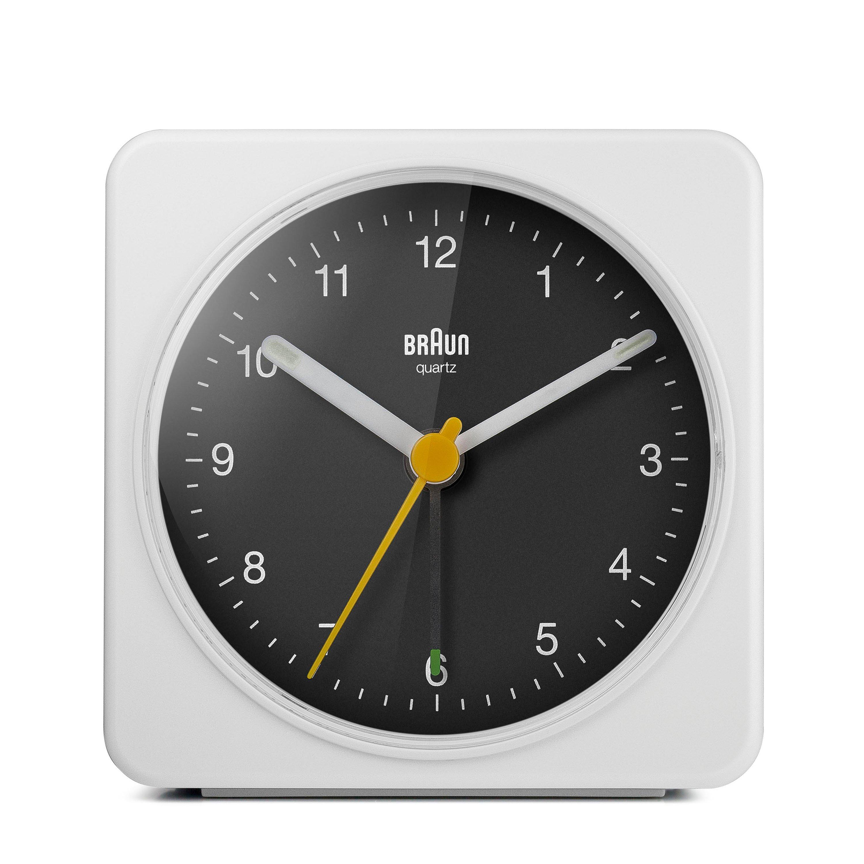 Braun Clocks  Classic Analogue Alarm Clock With Snooze And Quiet Quartz Movement - White