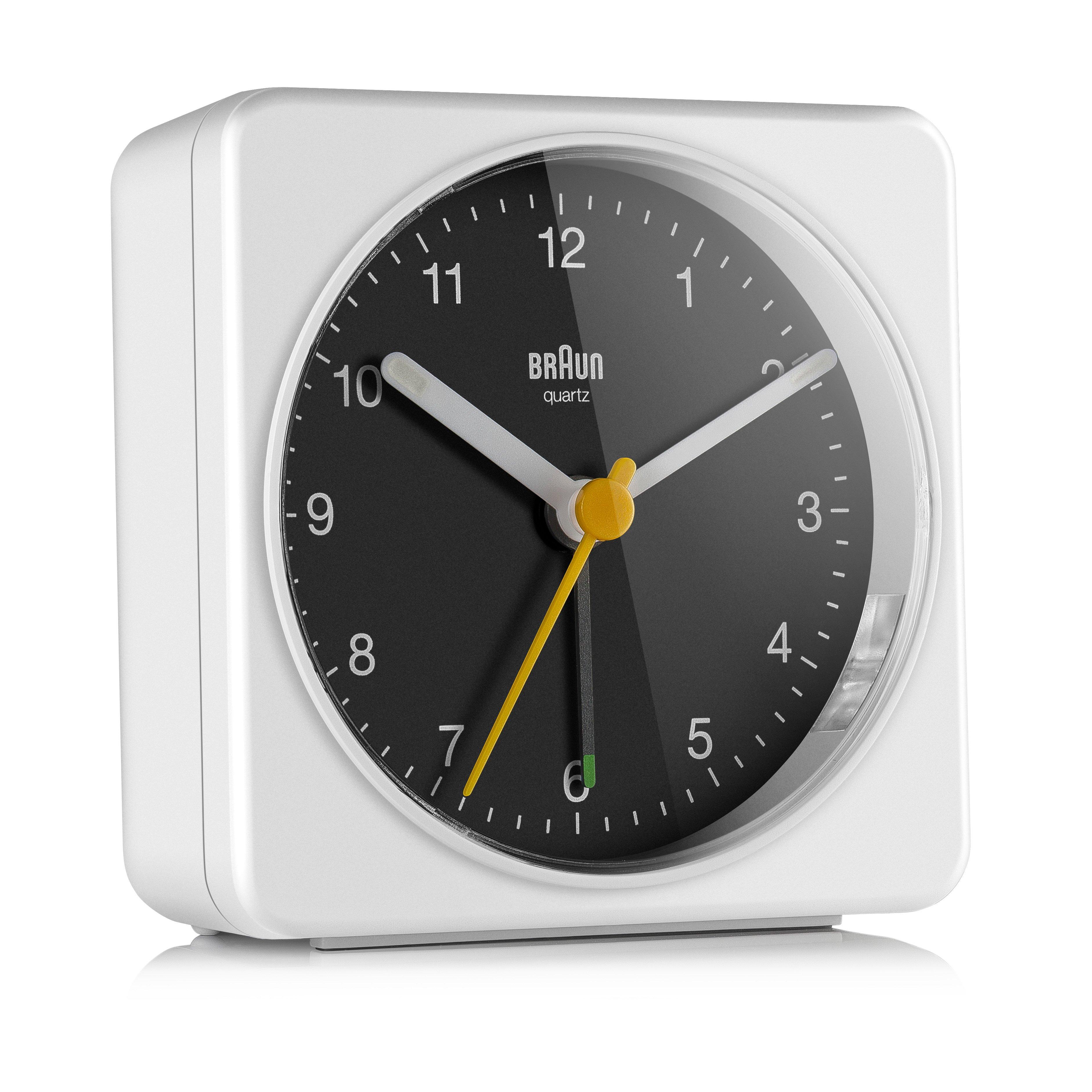 White - Braun Clocks - Classic Analogue Alarm Clock with Snooze and Quiet Quartz Movement - 2