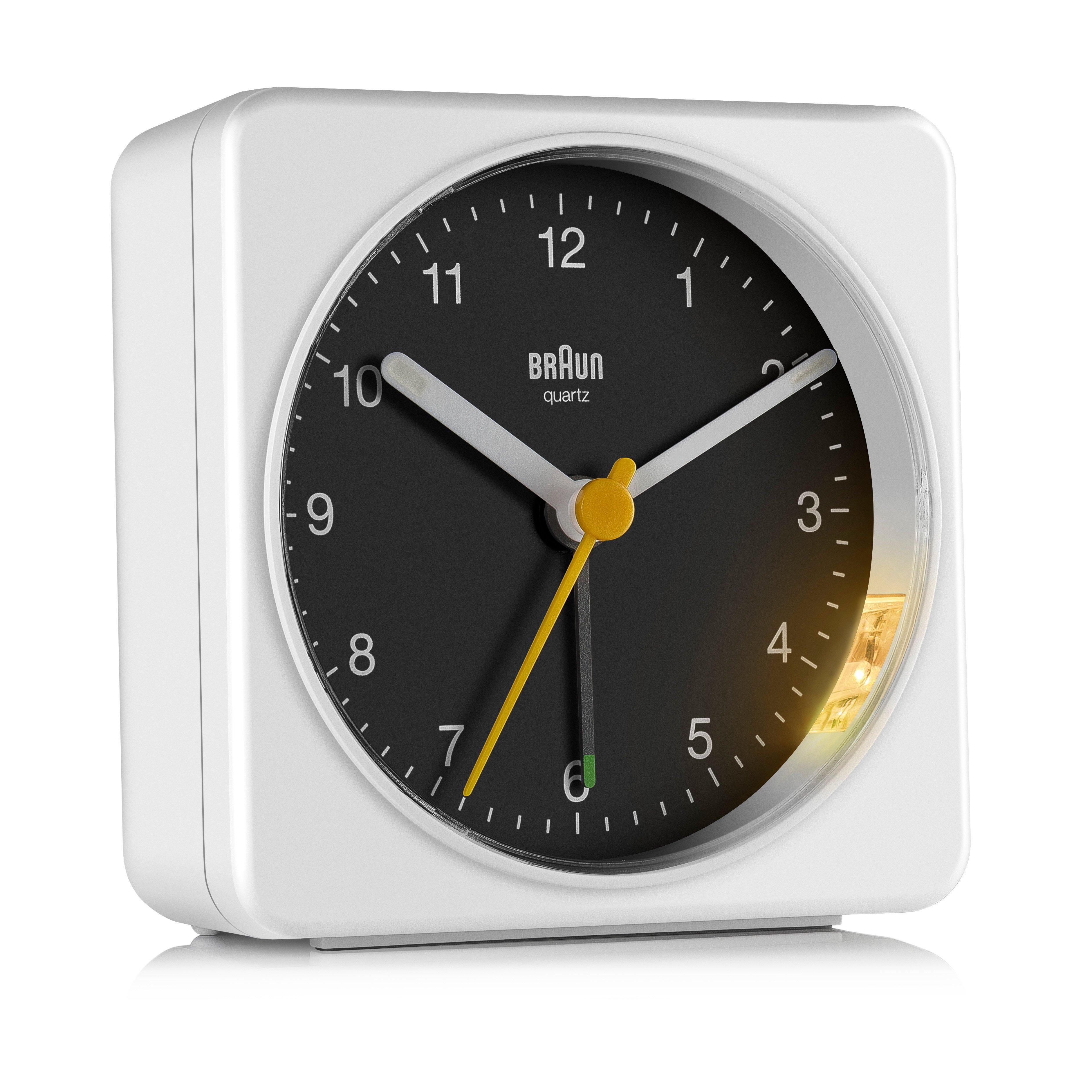 White - Braun Clocks - Classic Analogue Alarm Clock with Snooze and Quiet Quartz Movement - 4
