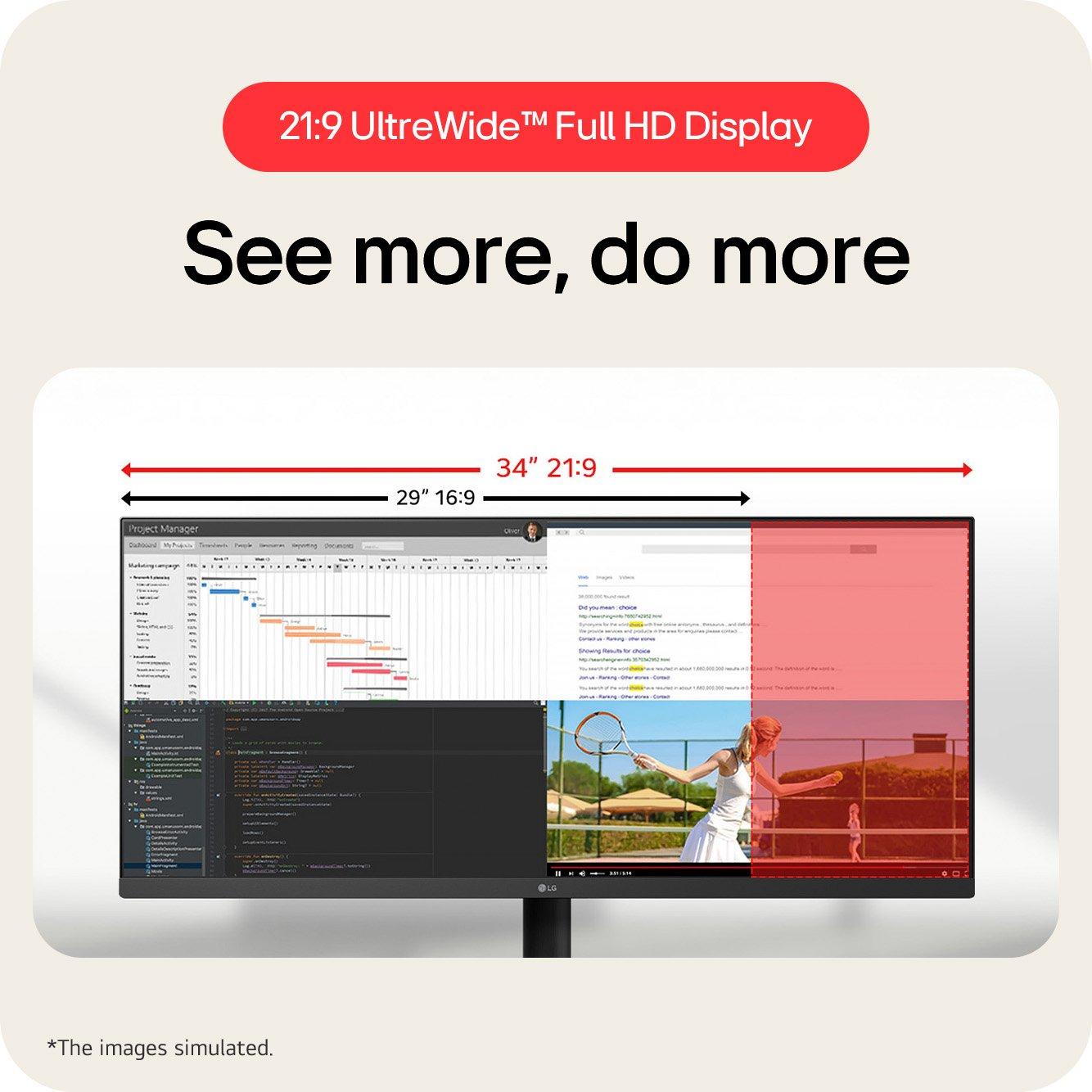 Black - LG - LG 34U511A-B 34 Inch UltraWide 21:9 100Hz IPS Monitor - 12