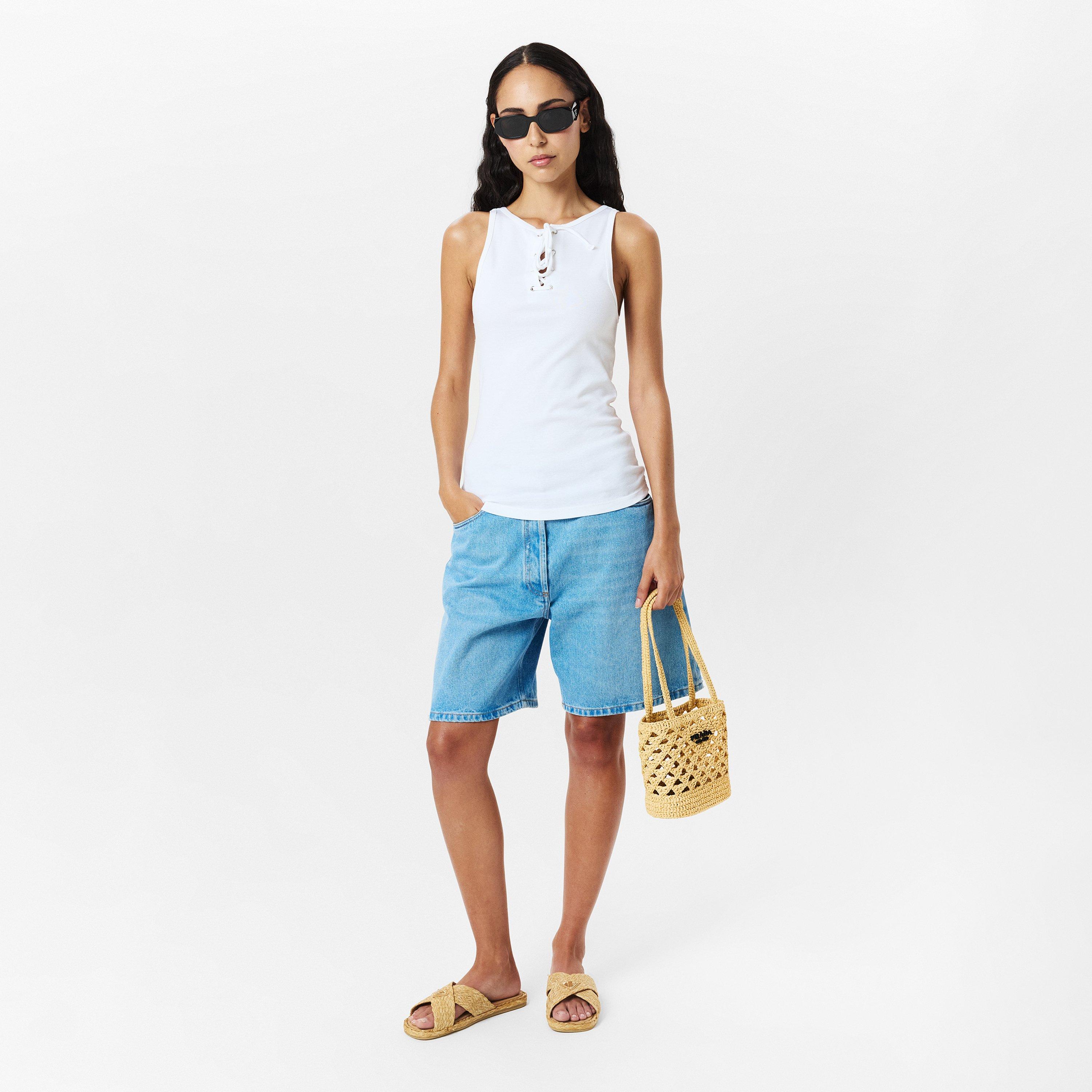 Naturale - Prada - Women's Small Crochet Tote Bags - 6