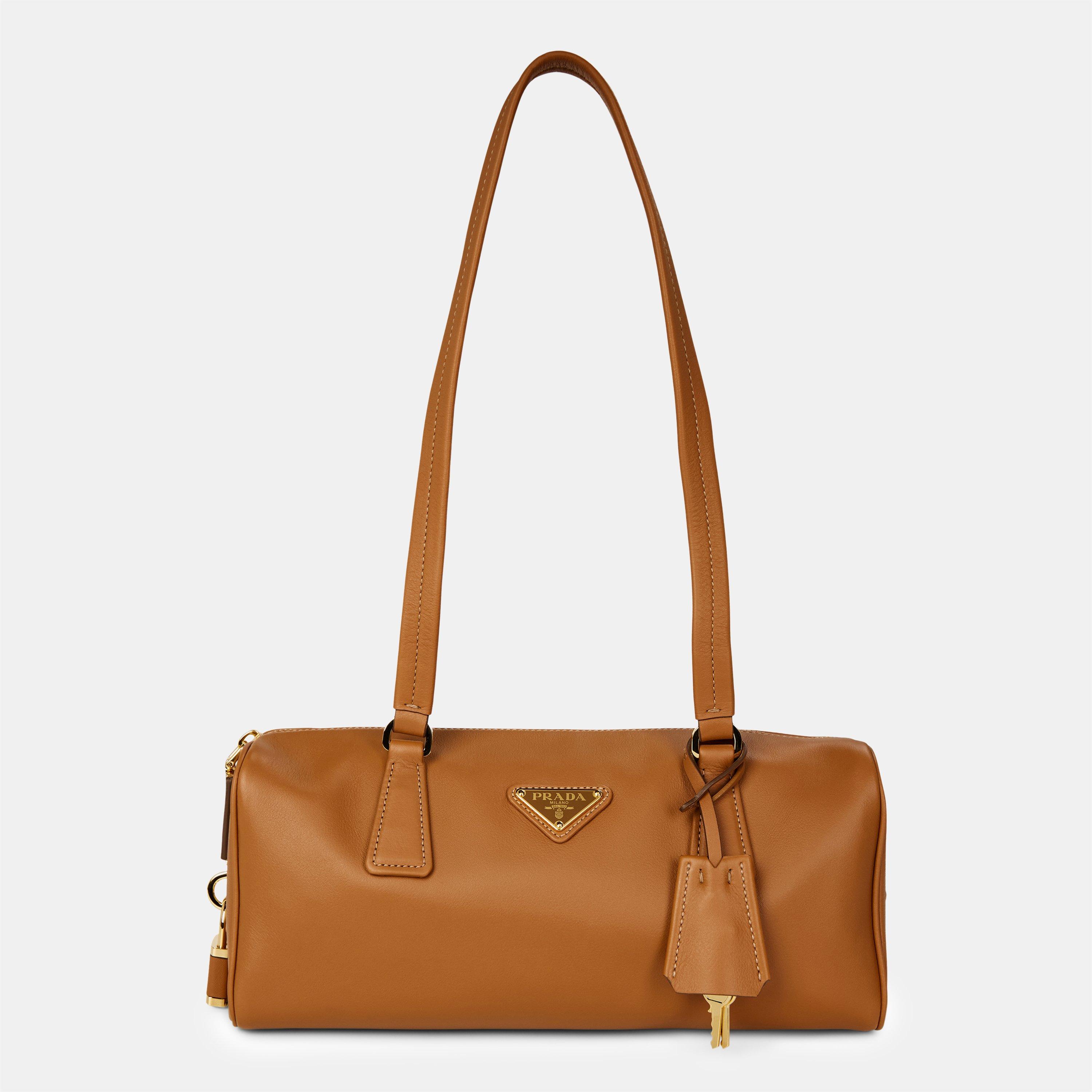 Caramel - Prada - Women'S Logo Leather Medium Shoulder Bag - 1