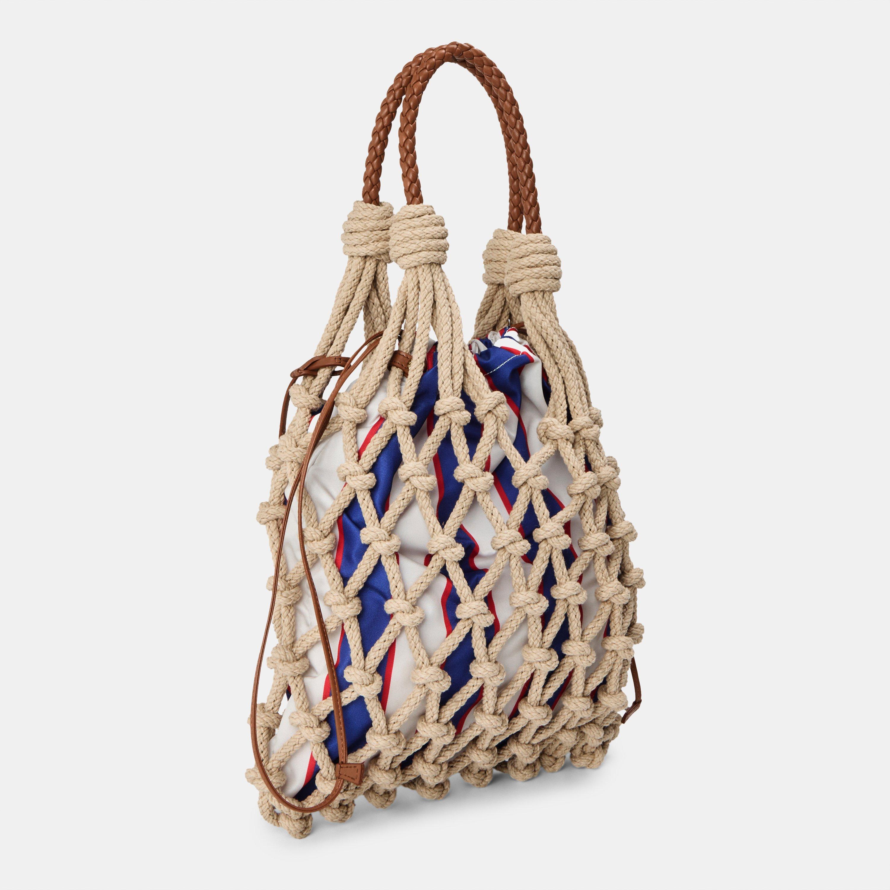 Corda/Royal - Prada - Women's Noue Medium Cotton Macrame Tote Bag - 2